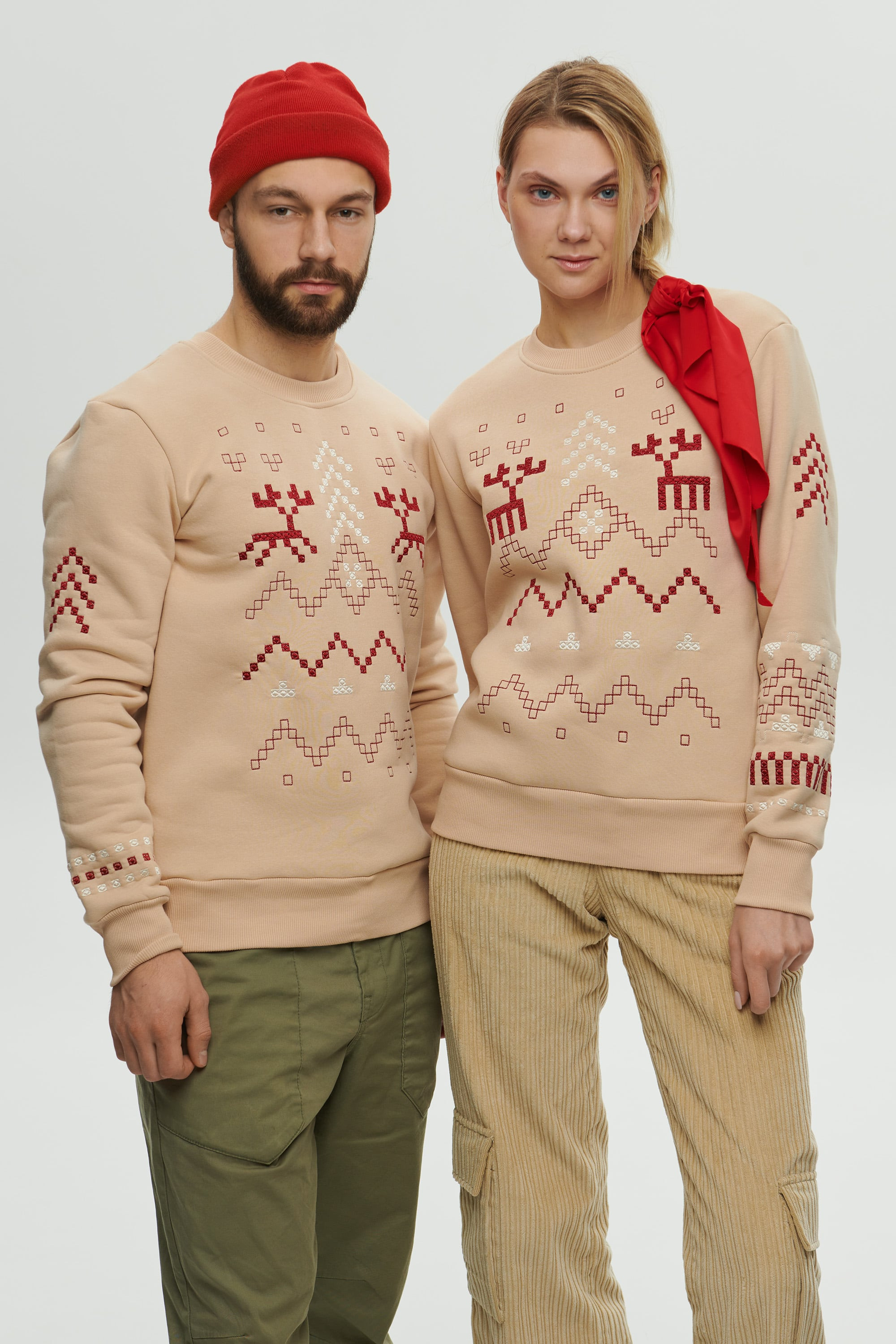 Christmas beige sweatshirts for two December