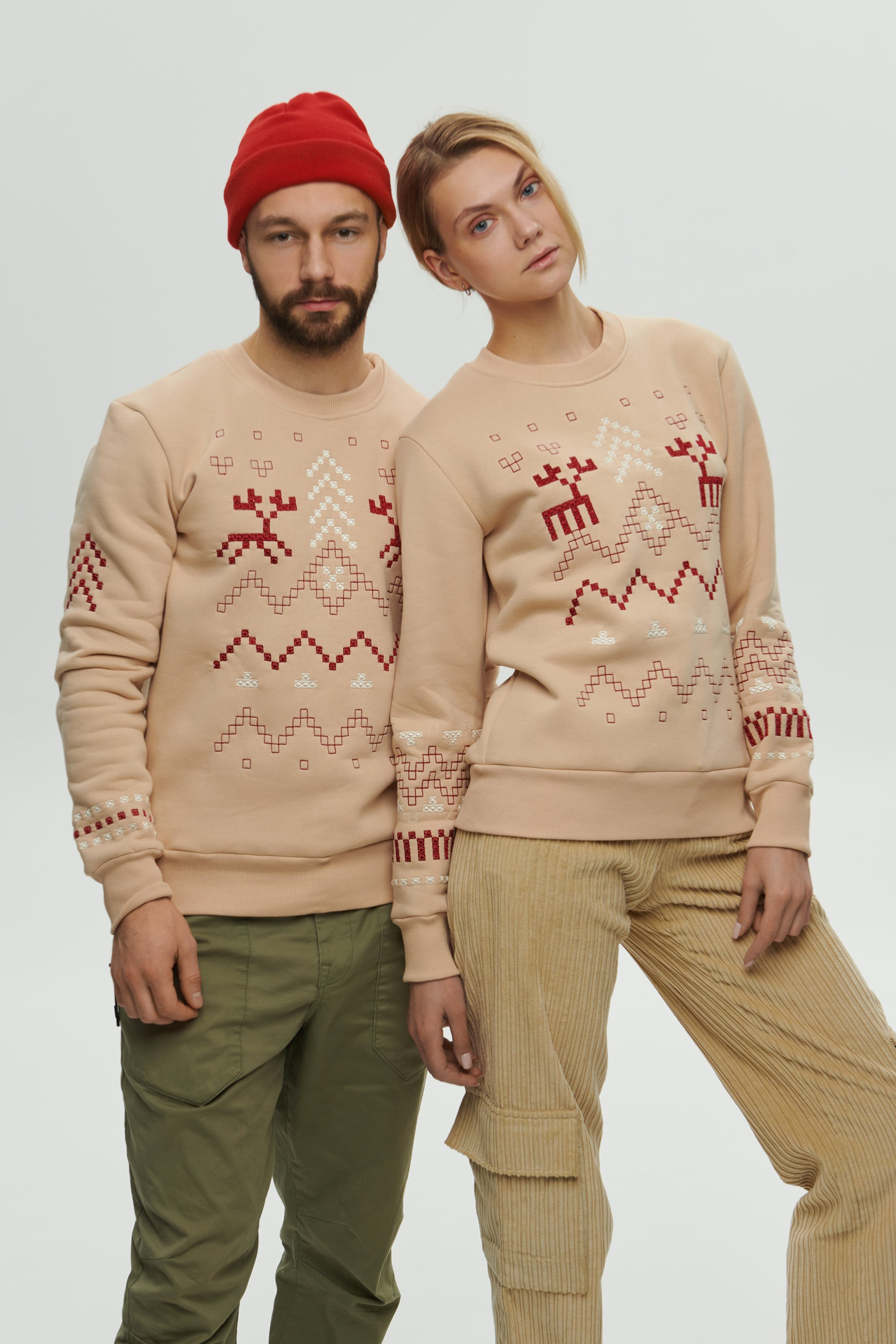 Christmas beige sweatshirts for two December