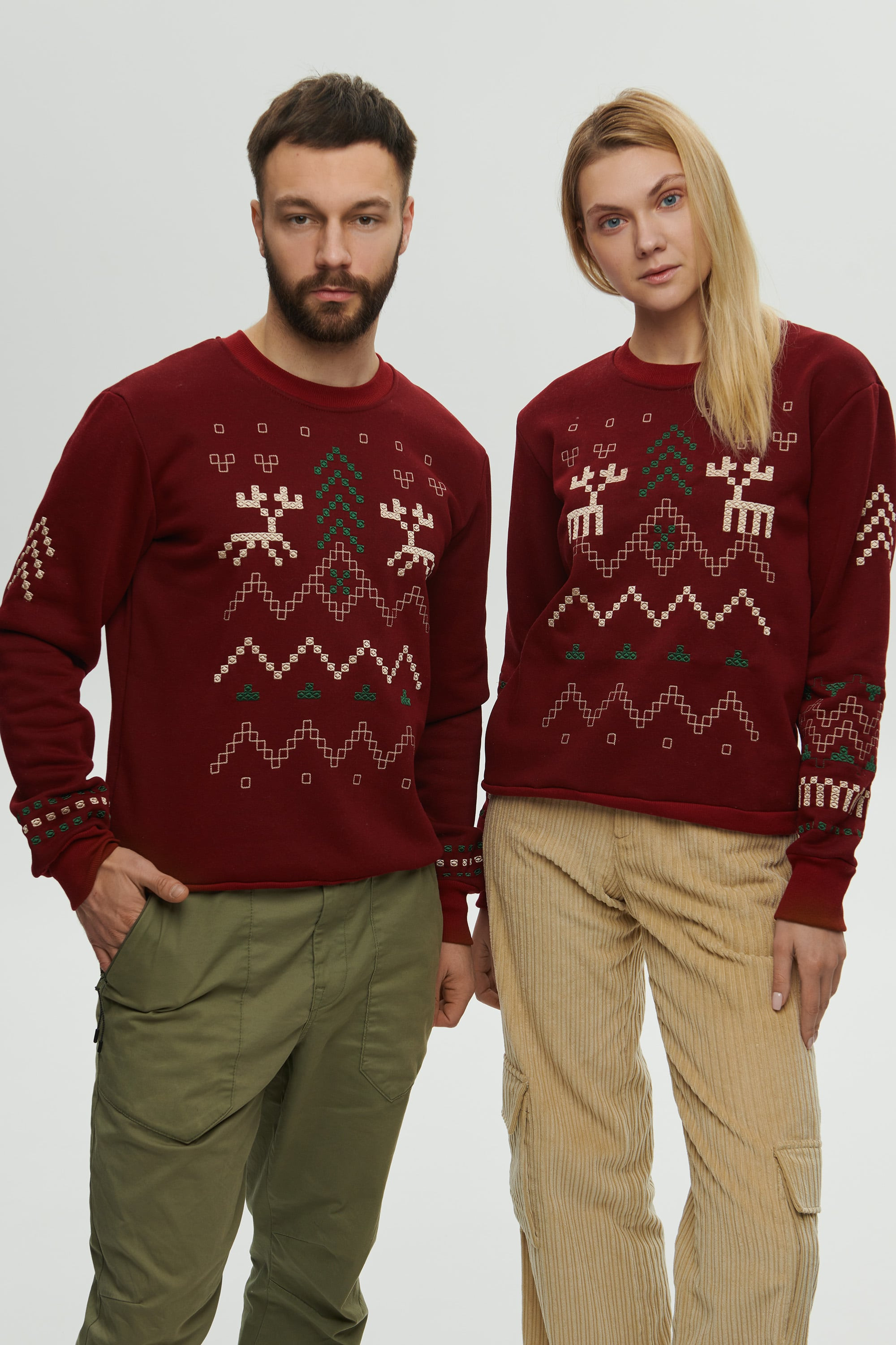 Christmas Burgundy sweatshirts for two December