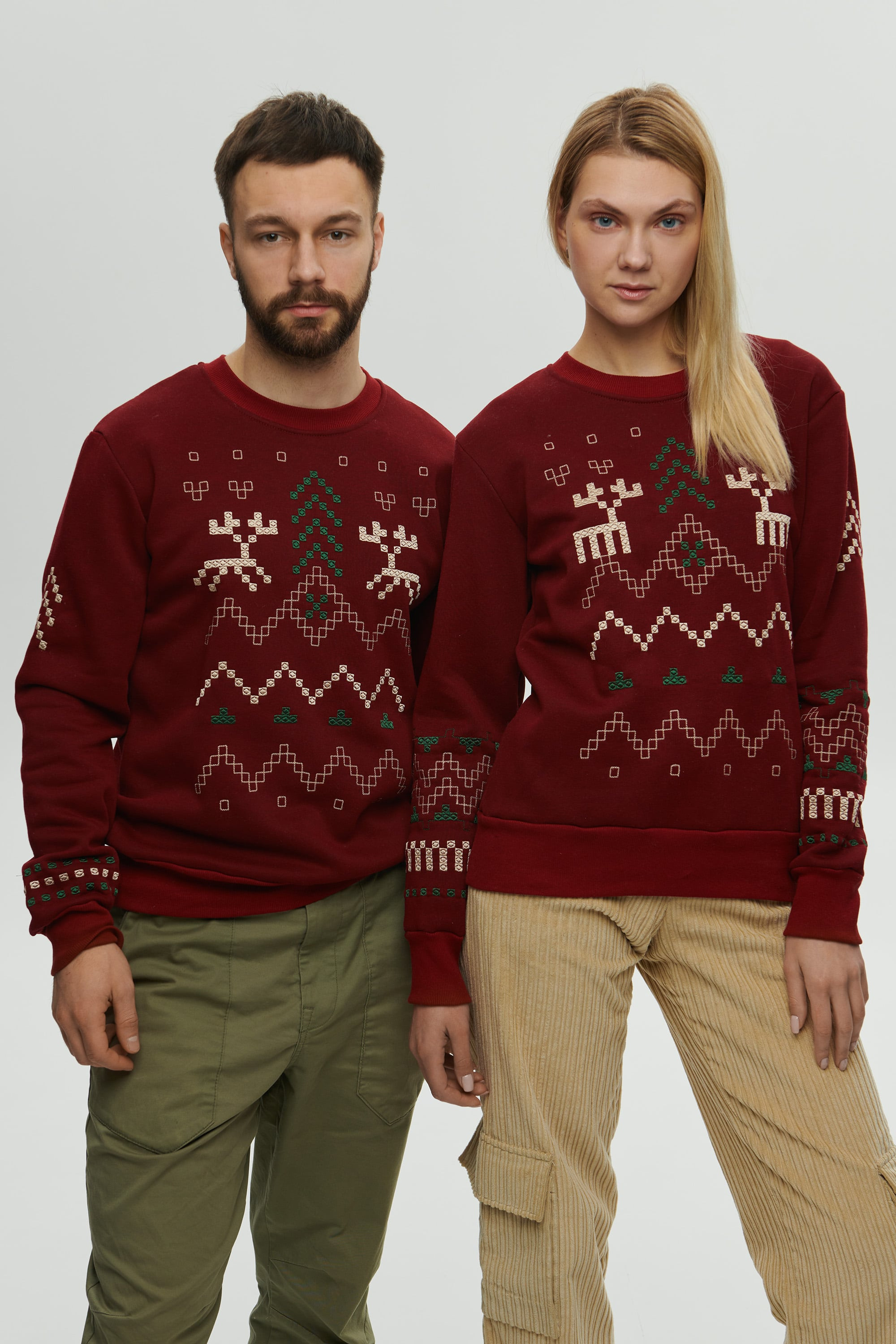 Christmas Burgundy sweatshirts for two December