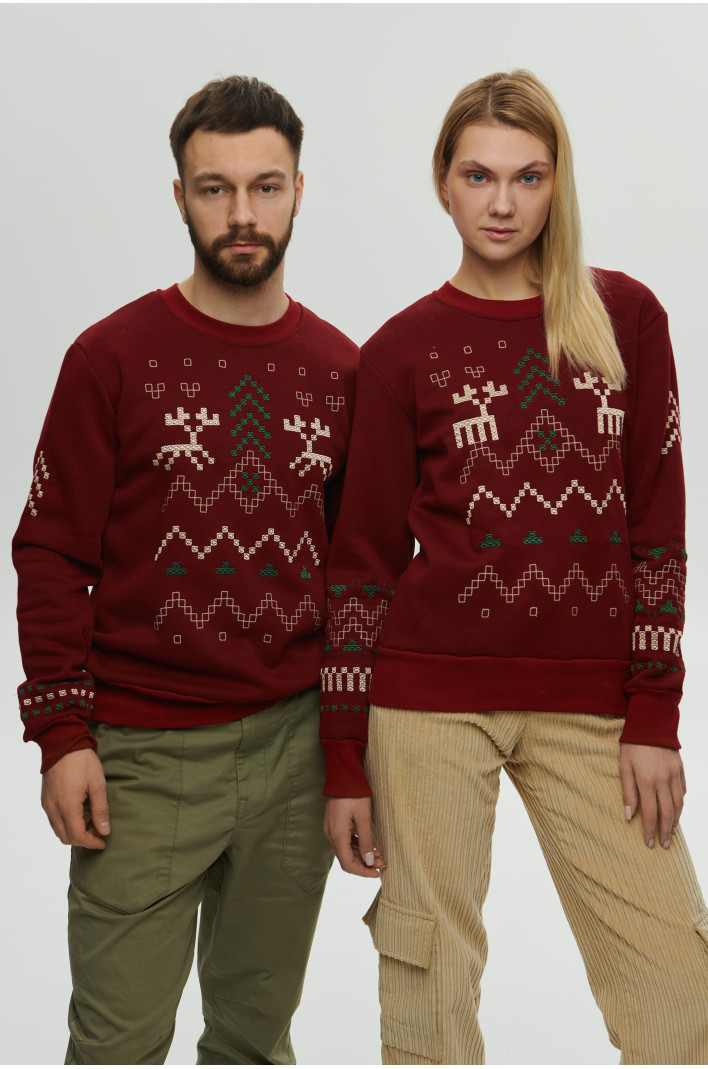 Christmas Burgundy sweatshirts for two December