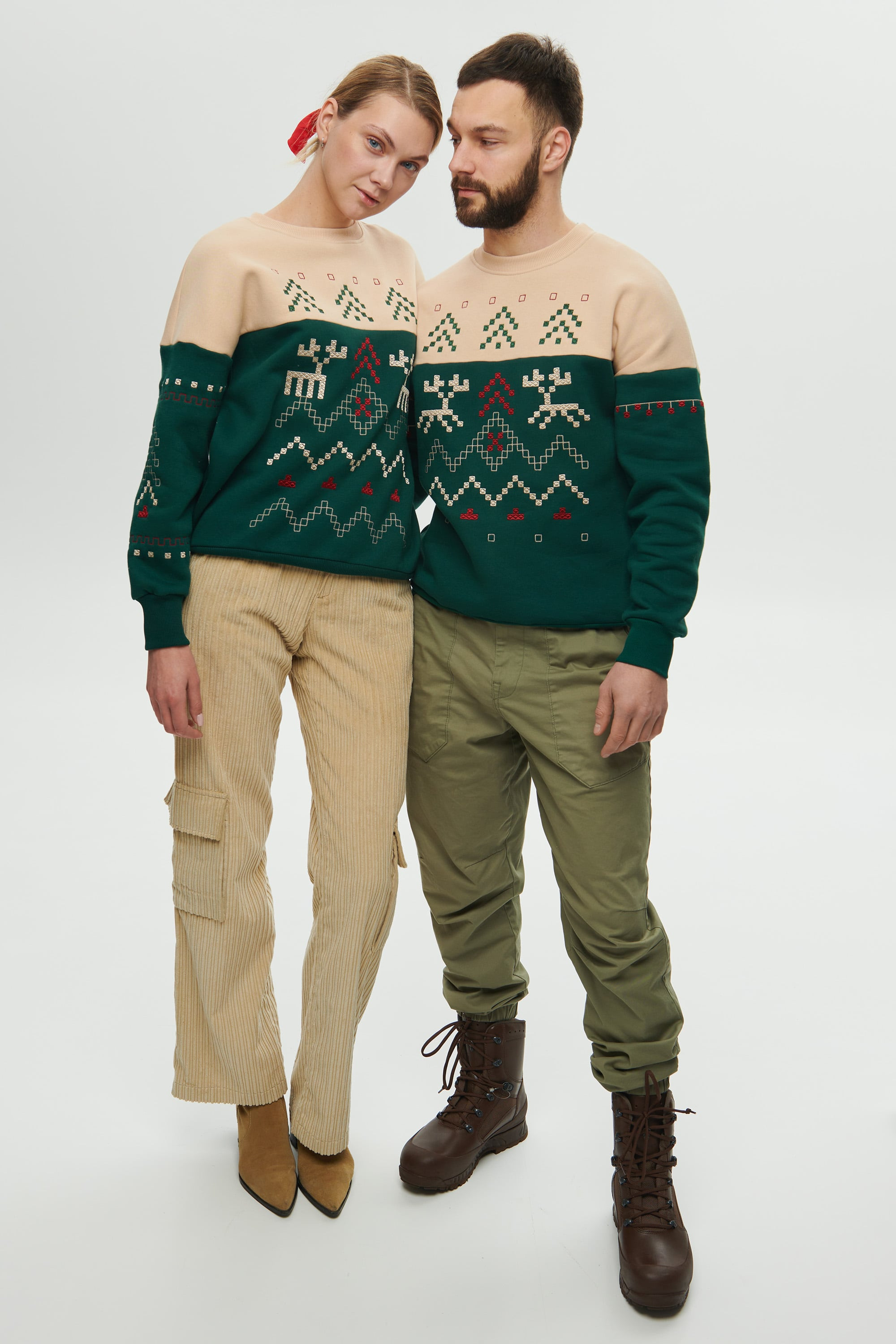 New Year's green sweatshirts for two Decembers 2