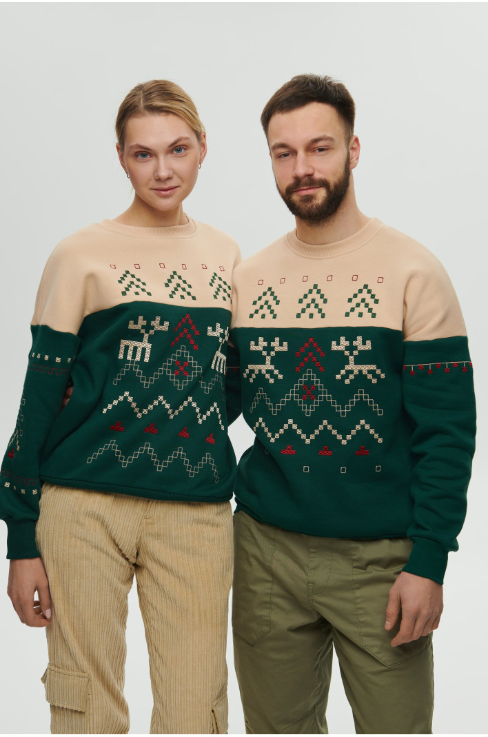 New Year's green sweatshirts for two Decembers 2