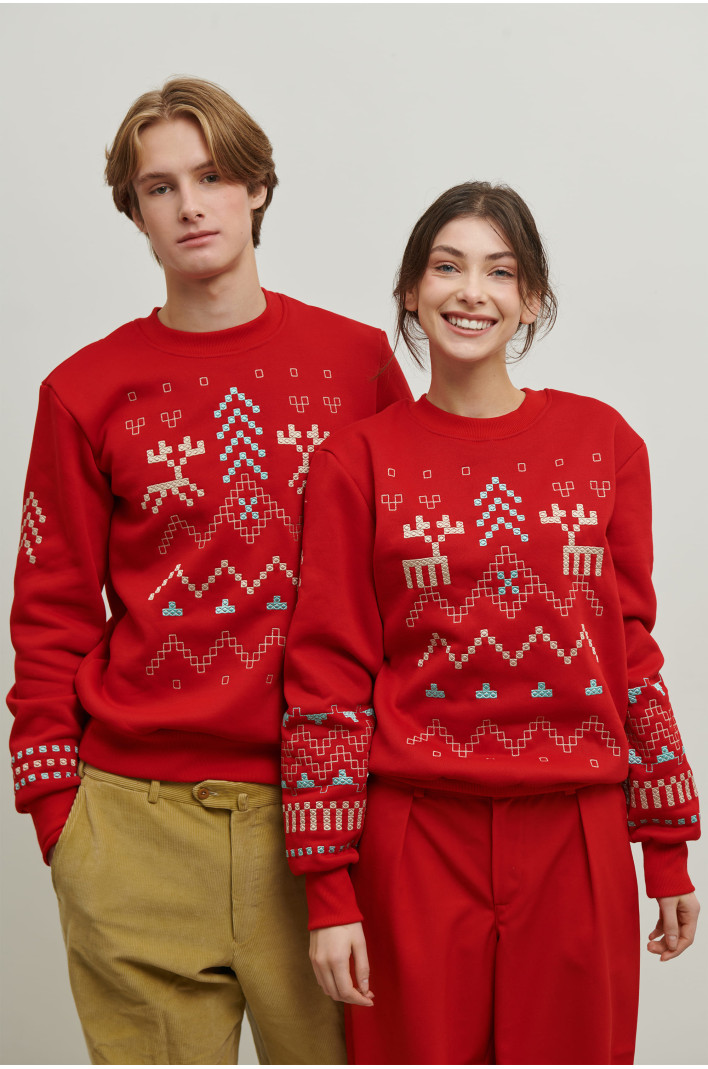 New Year's red sweatshirts for two December 4
