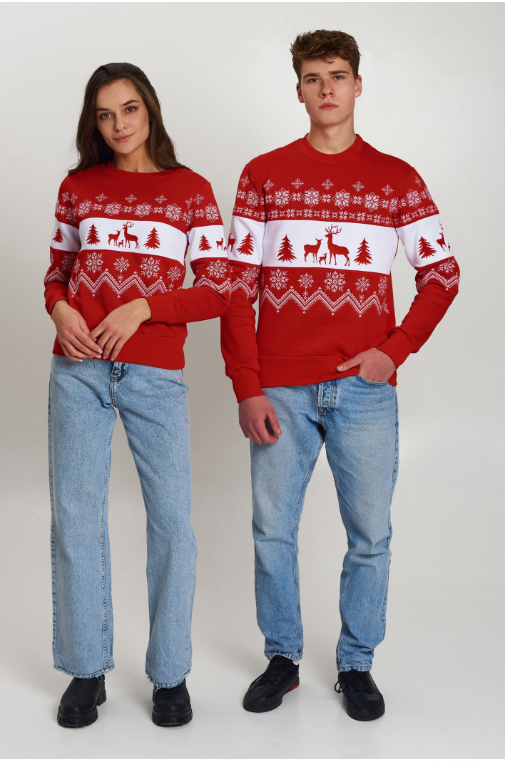 New Year's sweaters for two red