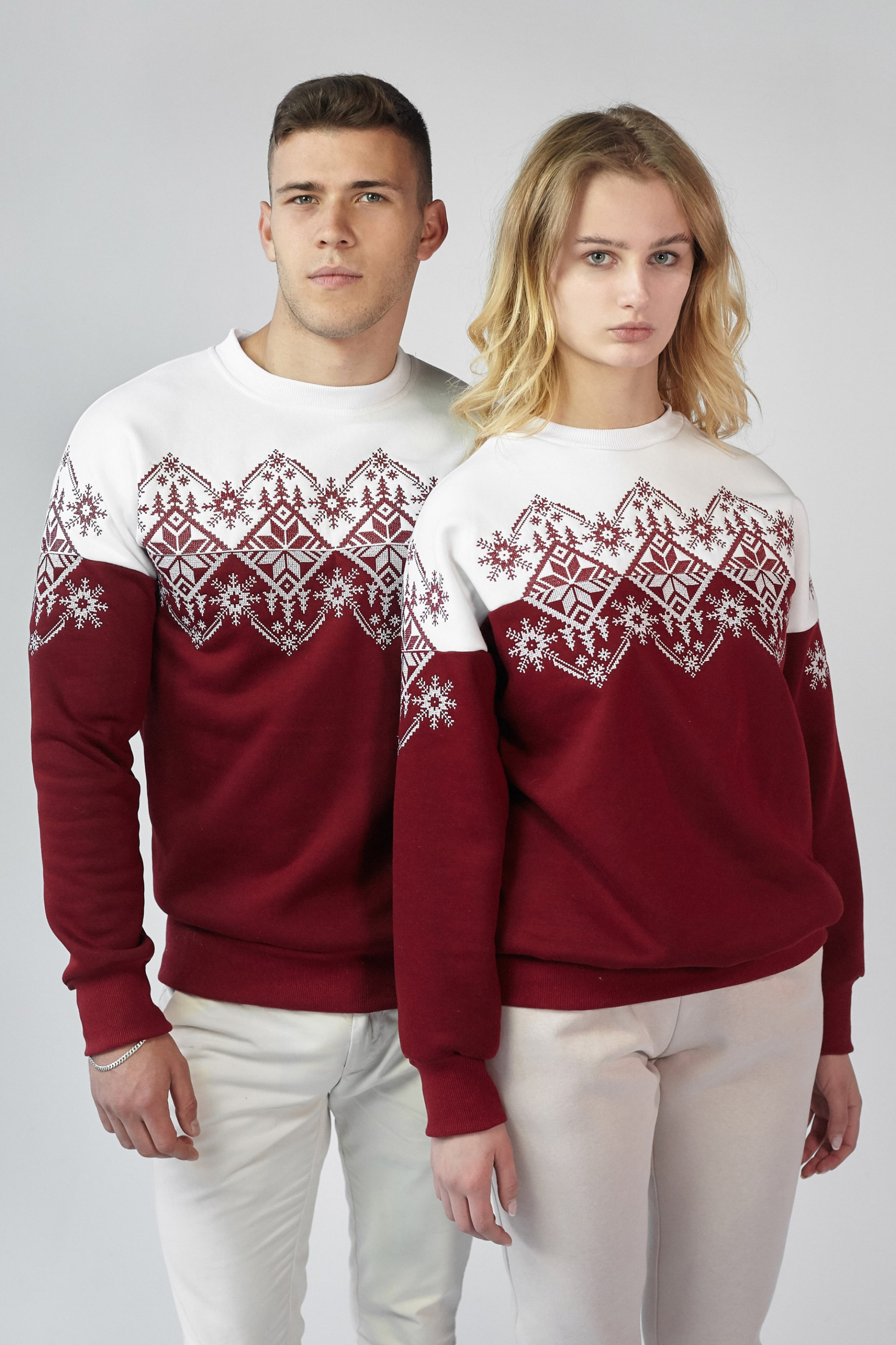 New Year's sweatshirts for two Burgundy