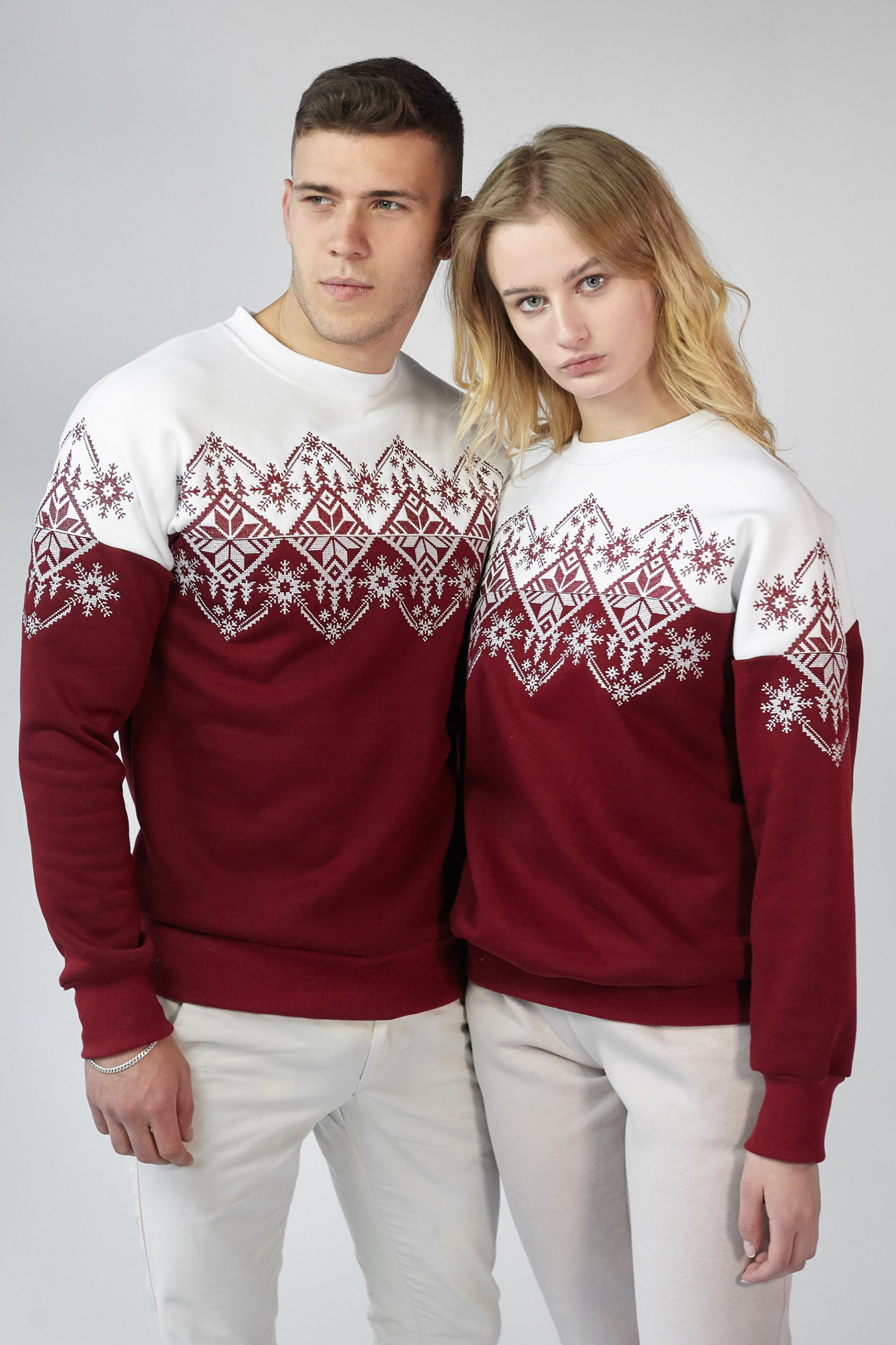 New Year's sweatshirts for two Burgundy