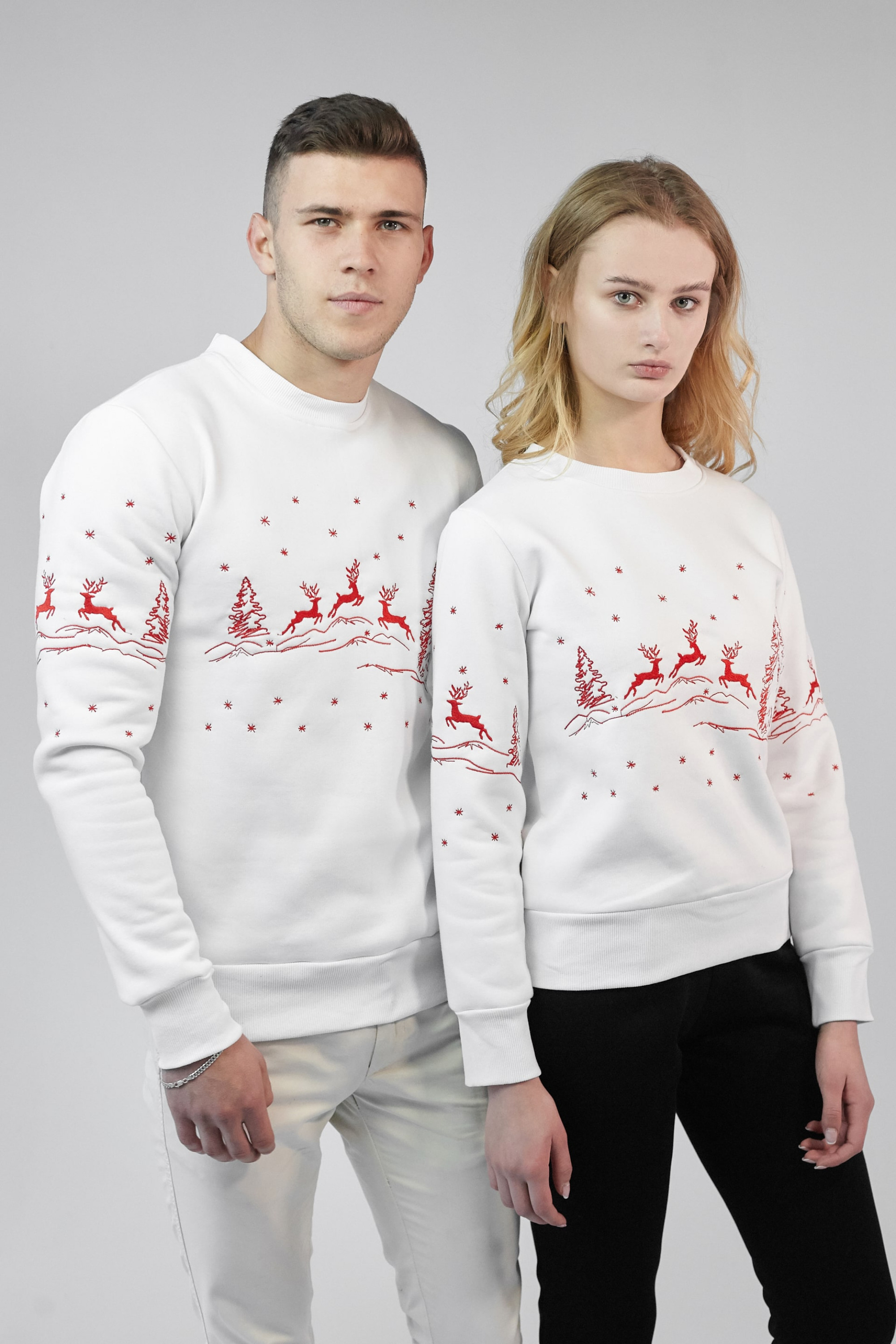 New Year's sweatshirts for two with the deer White