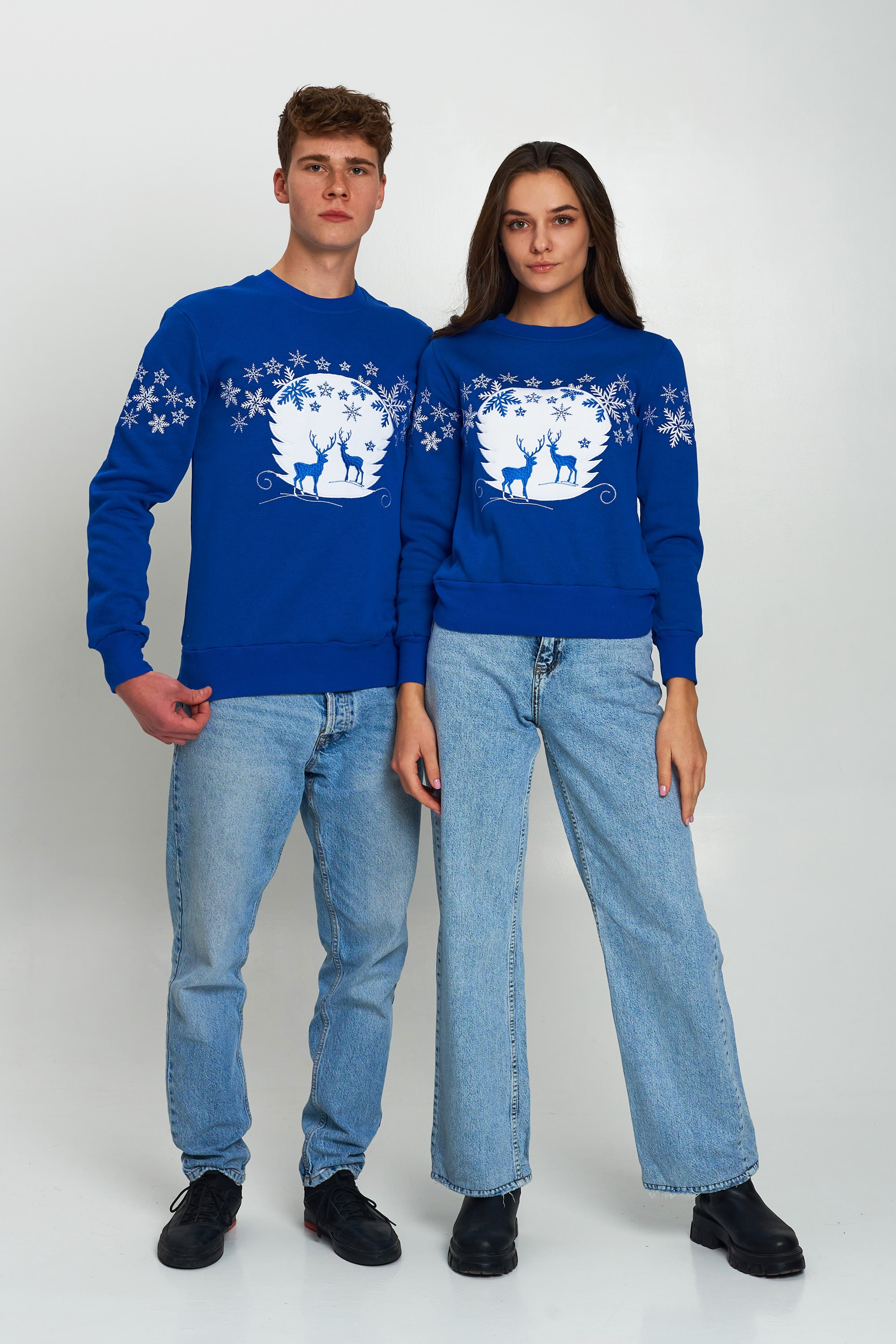 New Year's sweaters for two with deer electrics 2