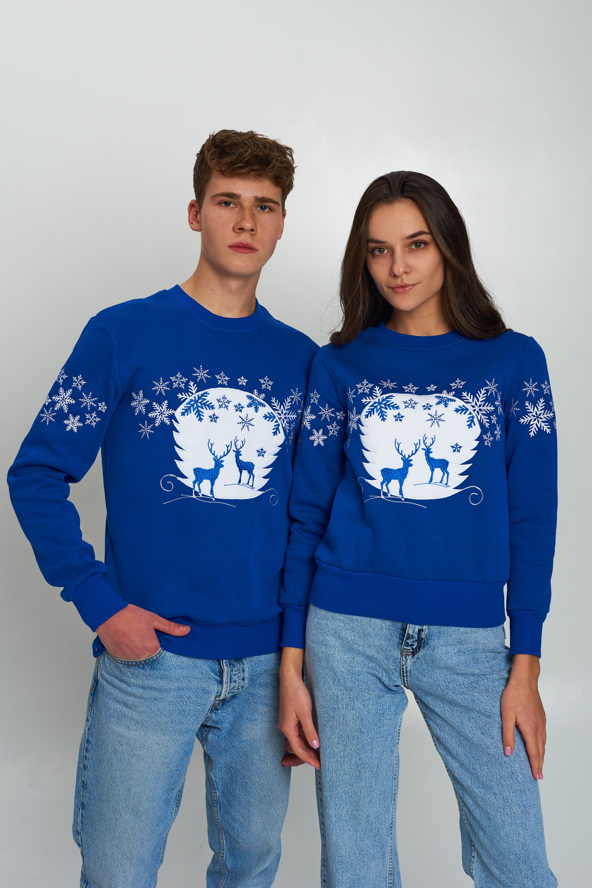 New Year's sweaters for two with deer electrics 2