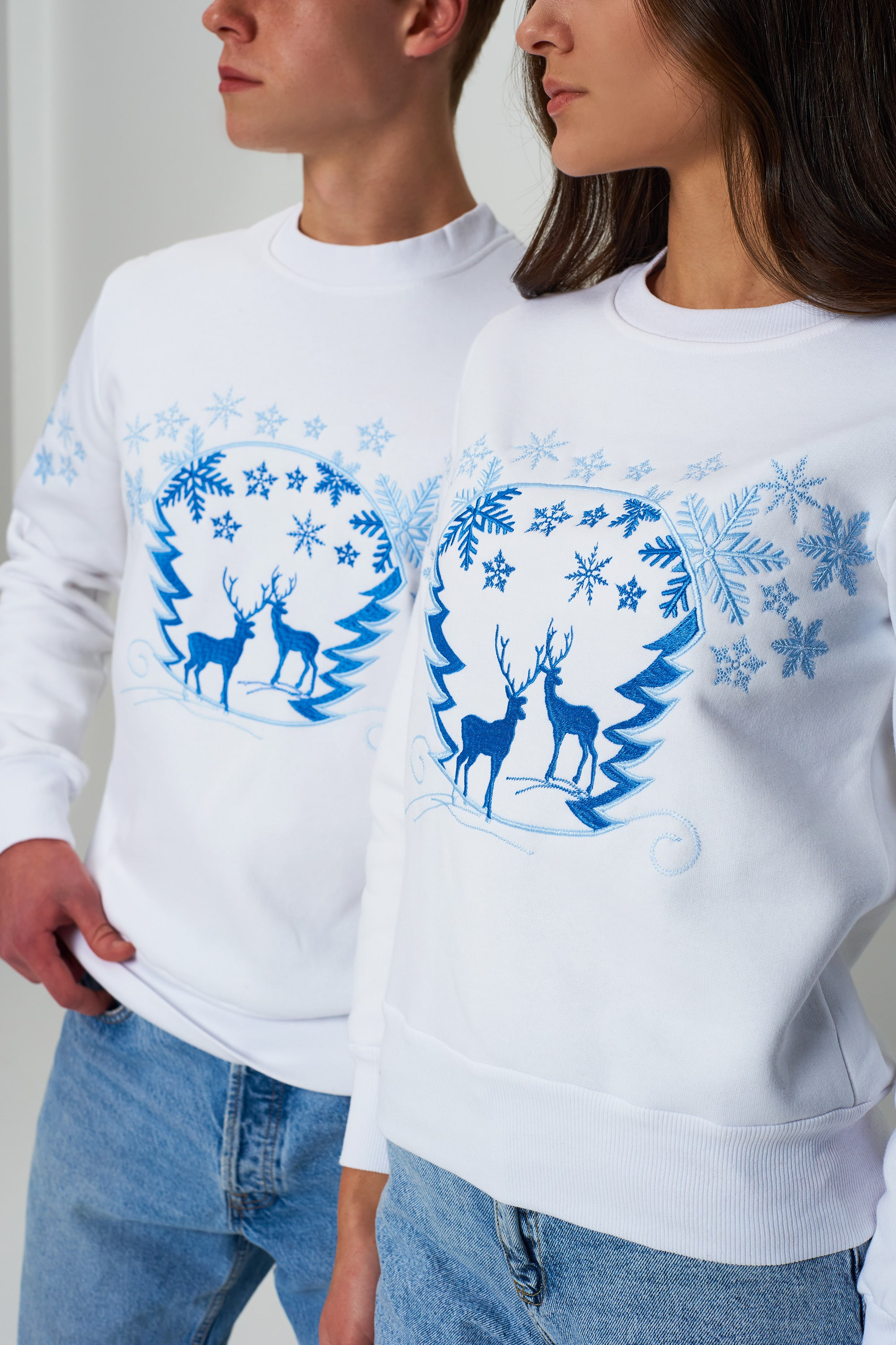 New Year's sweatshirts for two with deer White 2