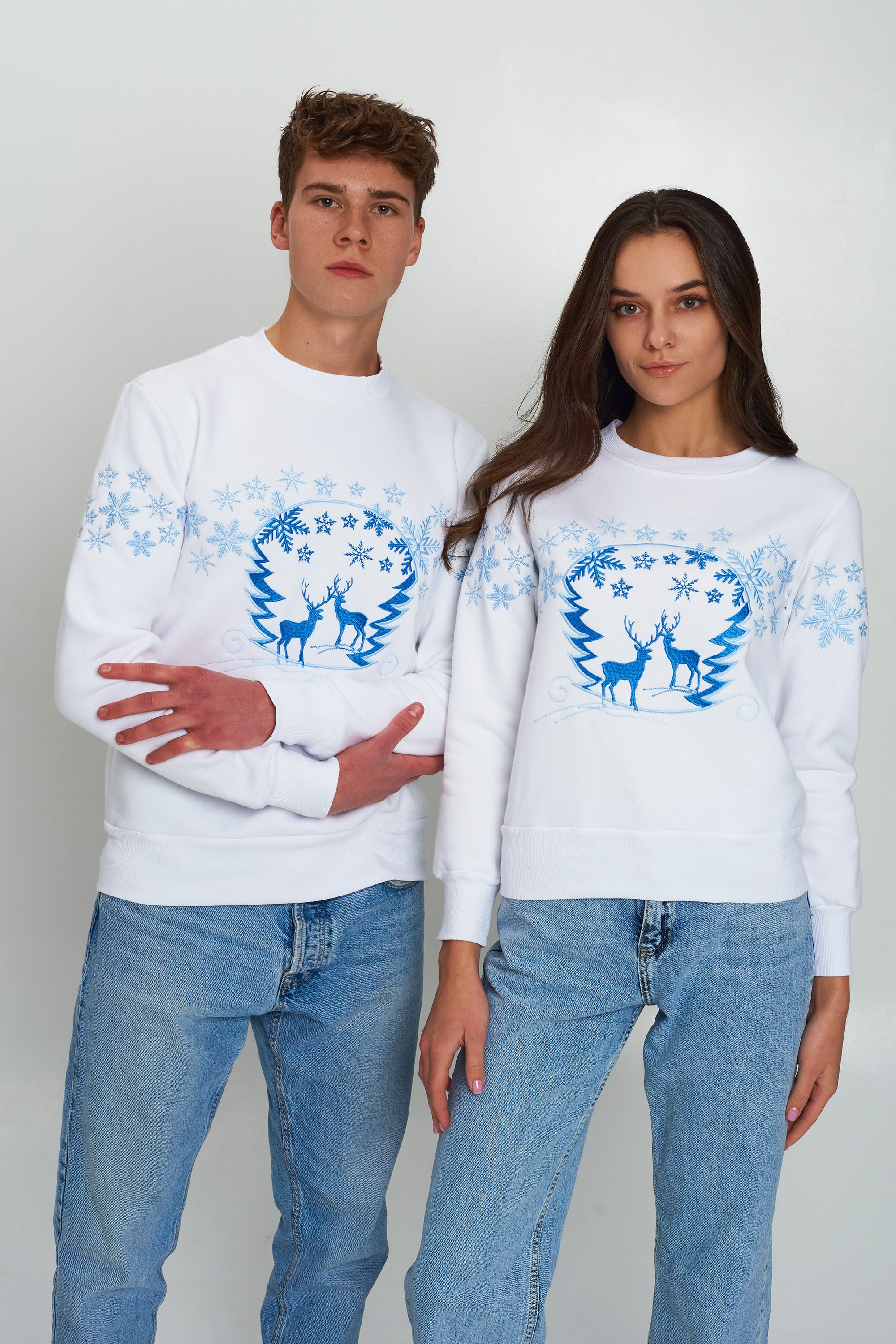 New Year's sweatshirts for two with deer White 2