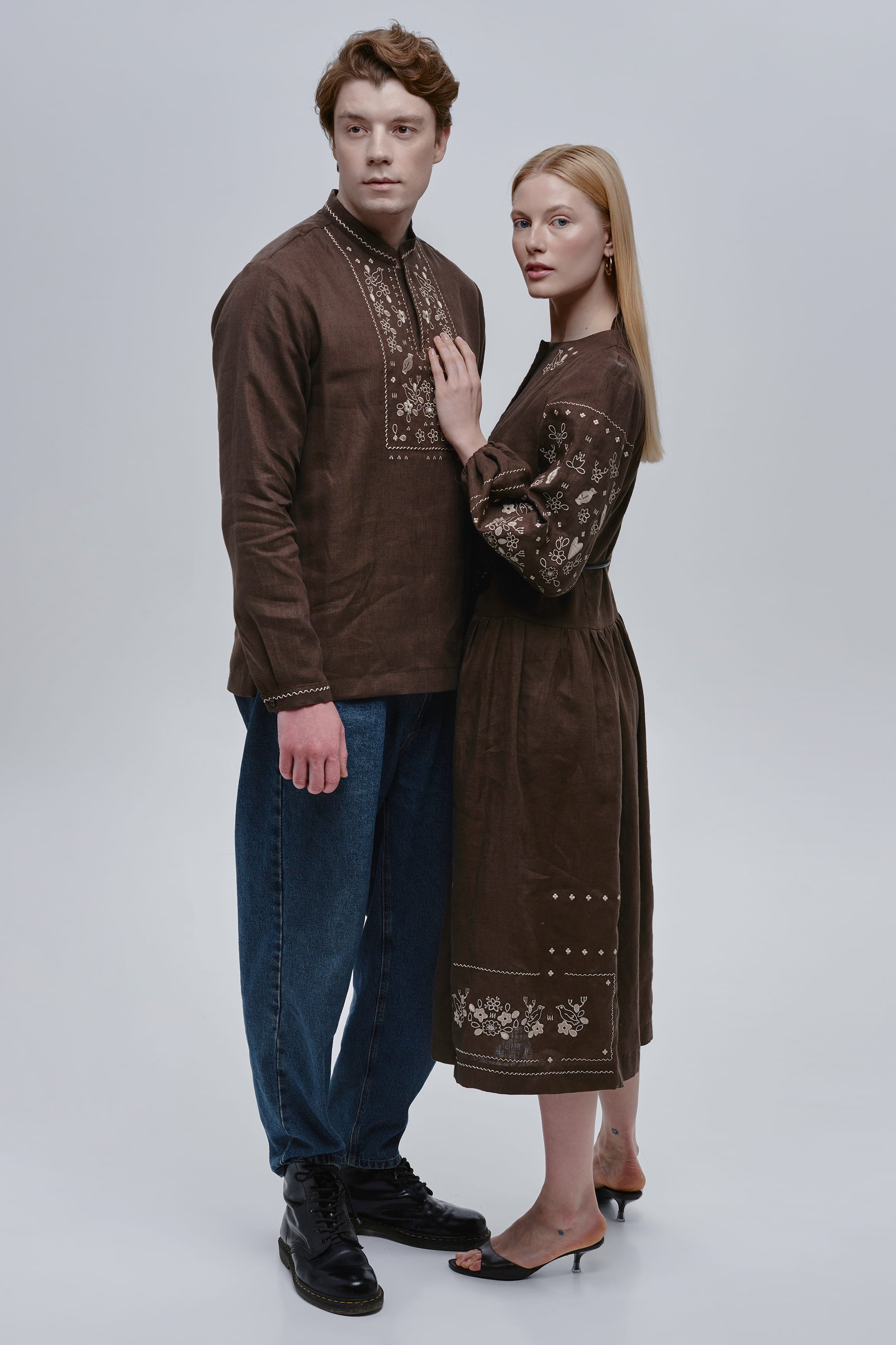 Brown couple vyshyvanka set Guli-Guli