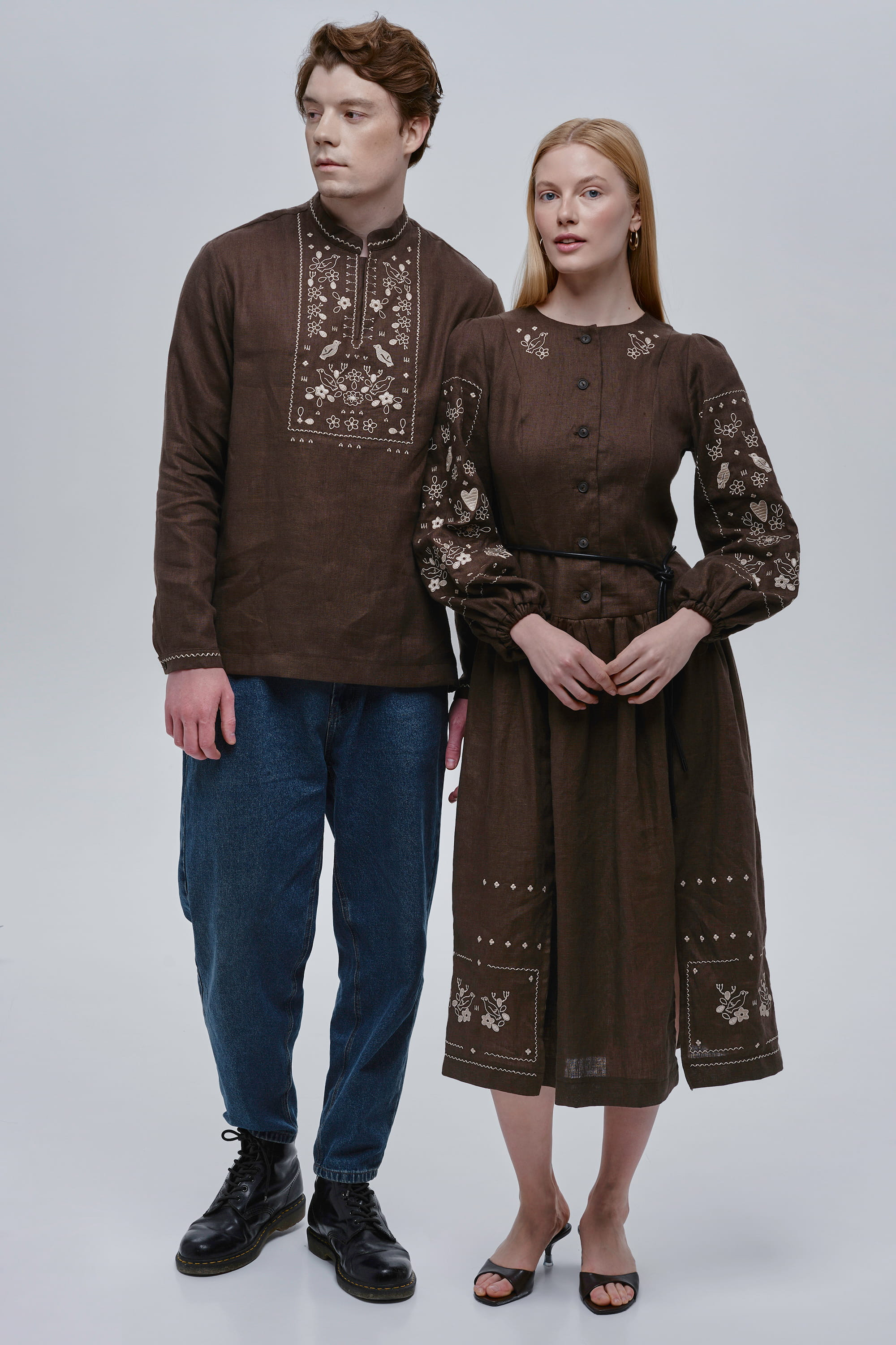 Brown couple vyshyvanka set Guli-Guli