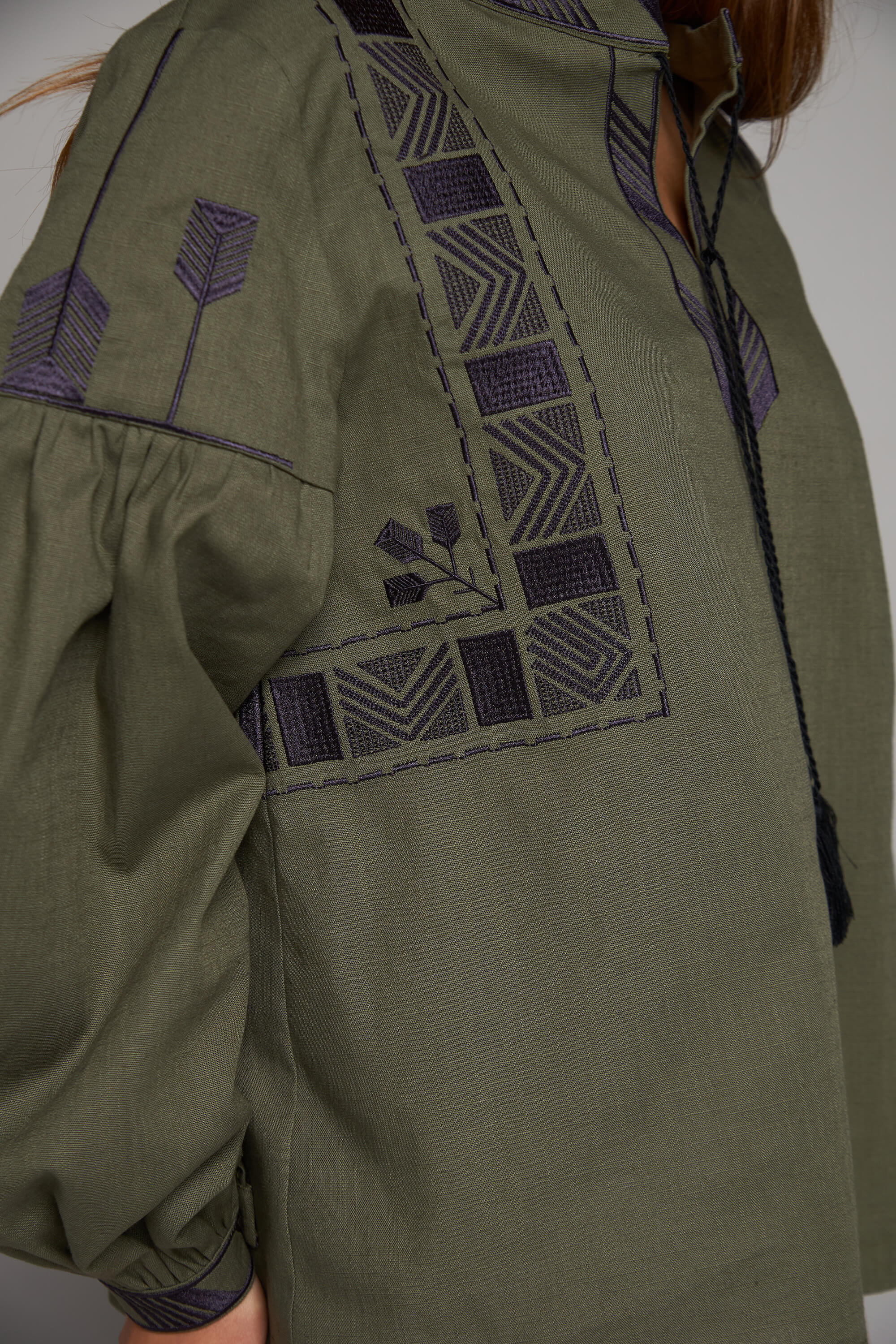 Embroidered Shirts for Men and Women Khaki
