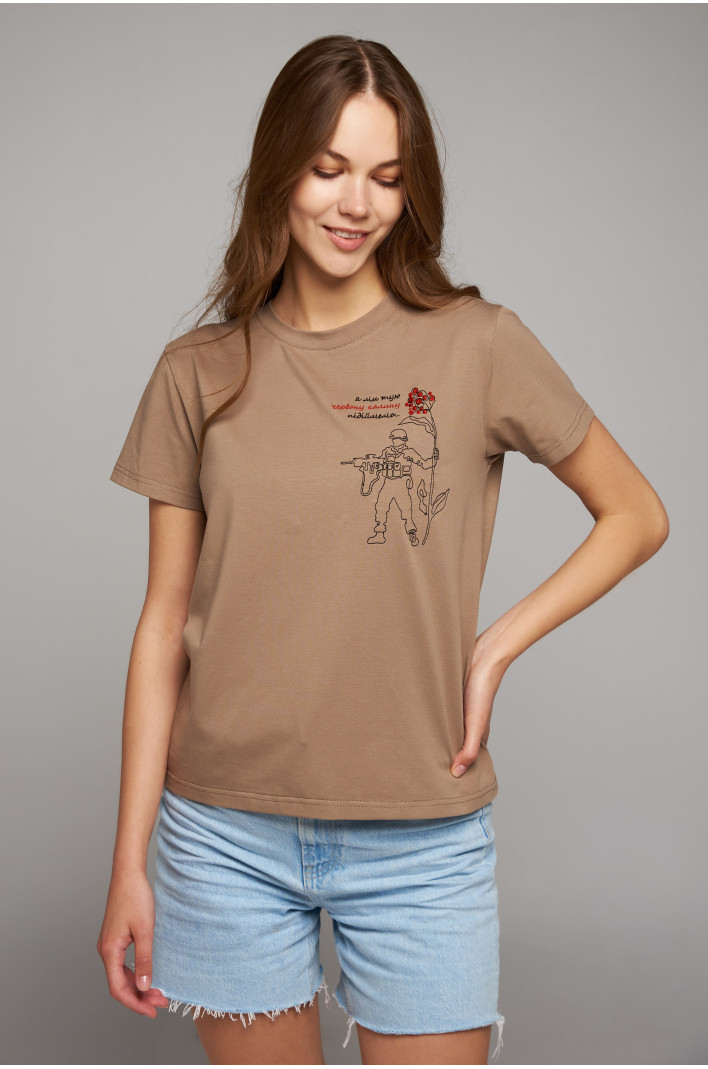 Women's patriotic t-shirt Червона Калина Beige | S-M