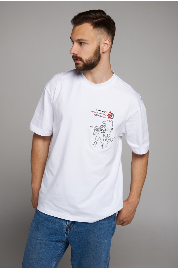 Men's embroidered T-shirt Червона калина White | M-L