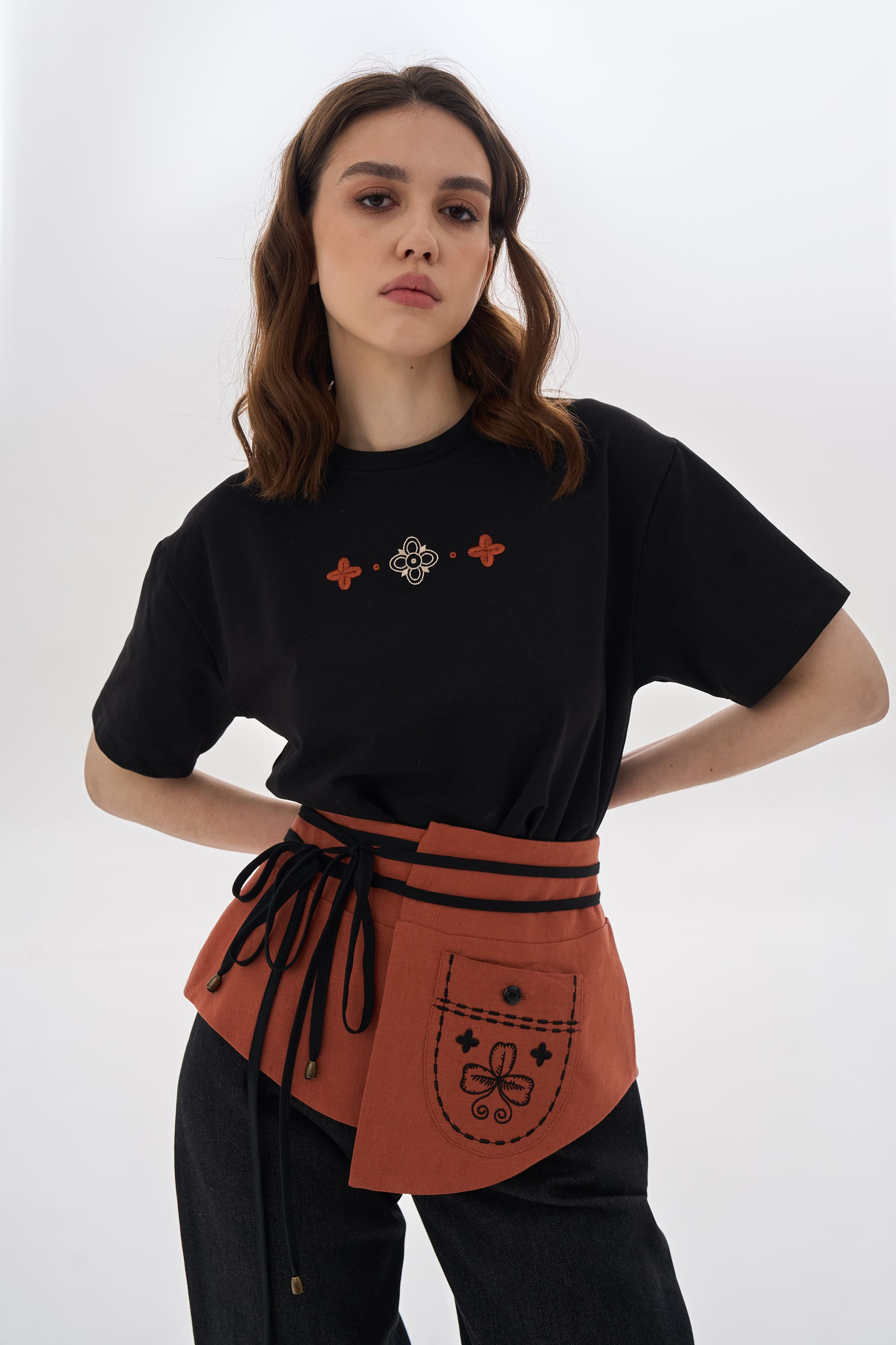 Brown edge belt with pocket Gazdynia | XS-S