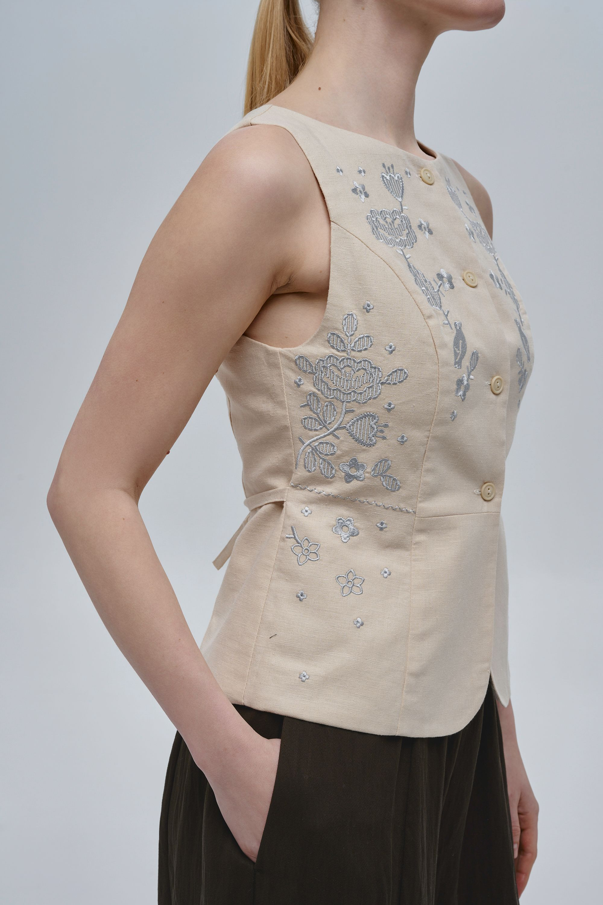 Beige women’s linen kersetka Spiv | XS | 40-42