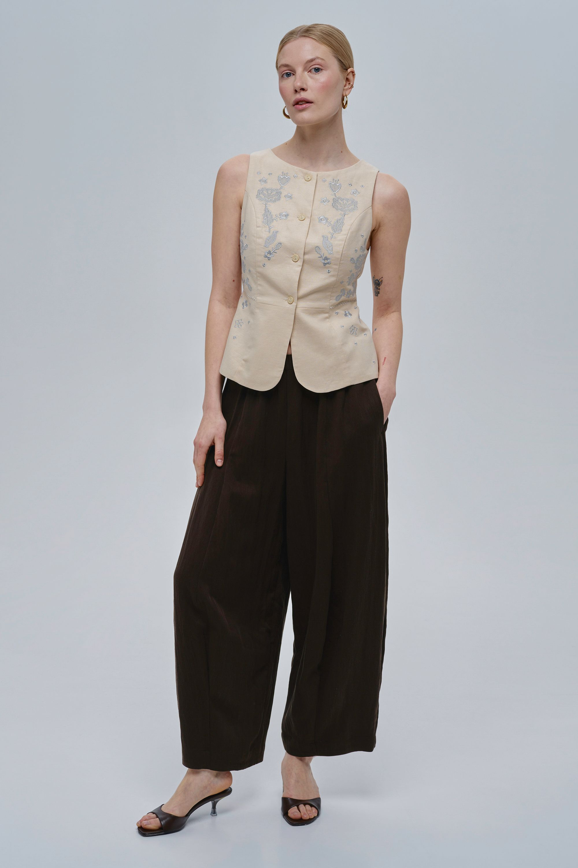 Beige women’s linen kersetka Spiv | XS | 40-42