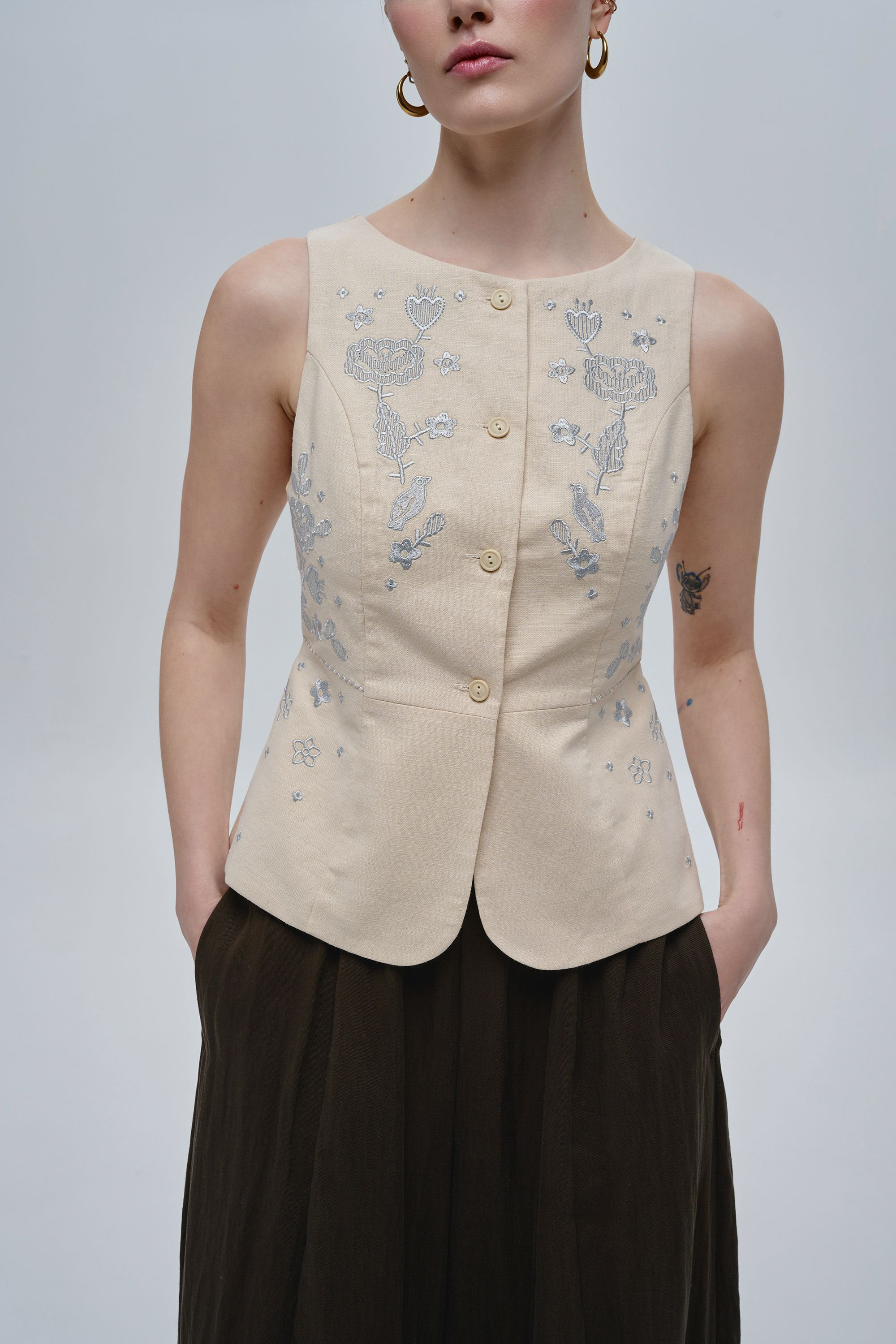 Beige women’s linen kersetka Spiv Beige women’s linen kersetka Spiv