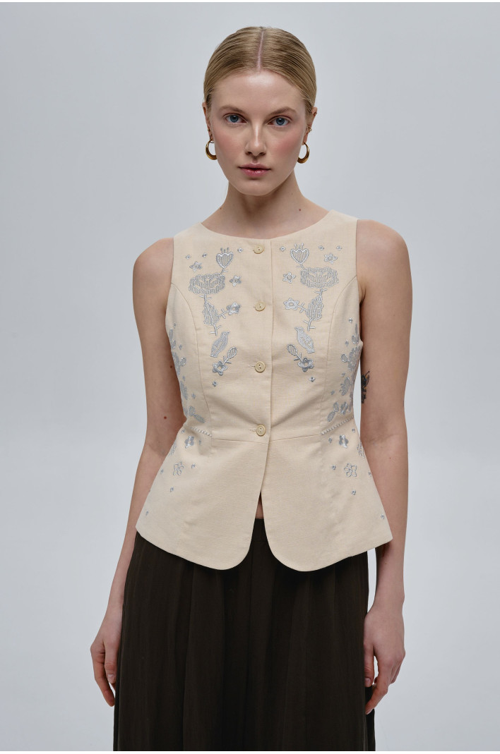 Beige women’s linen kersetka Spiv | XS | 40-42