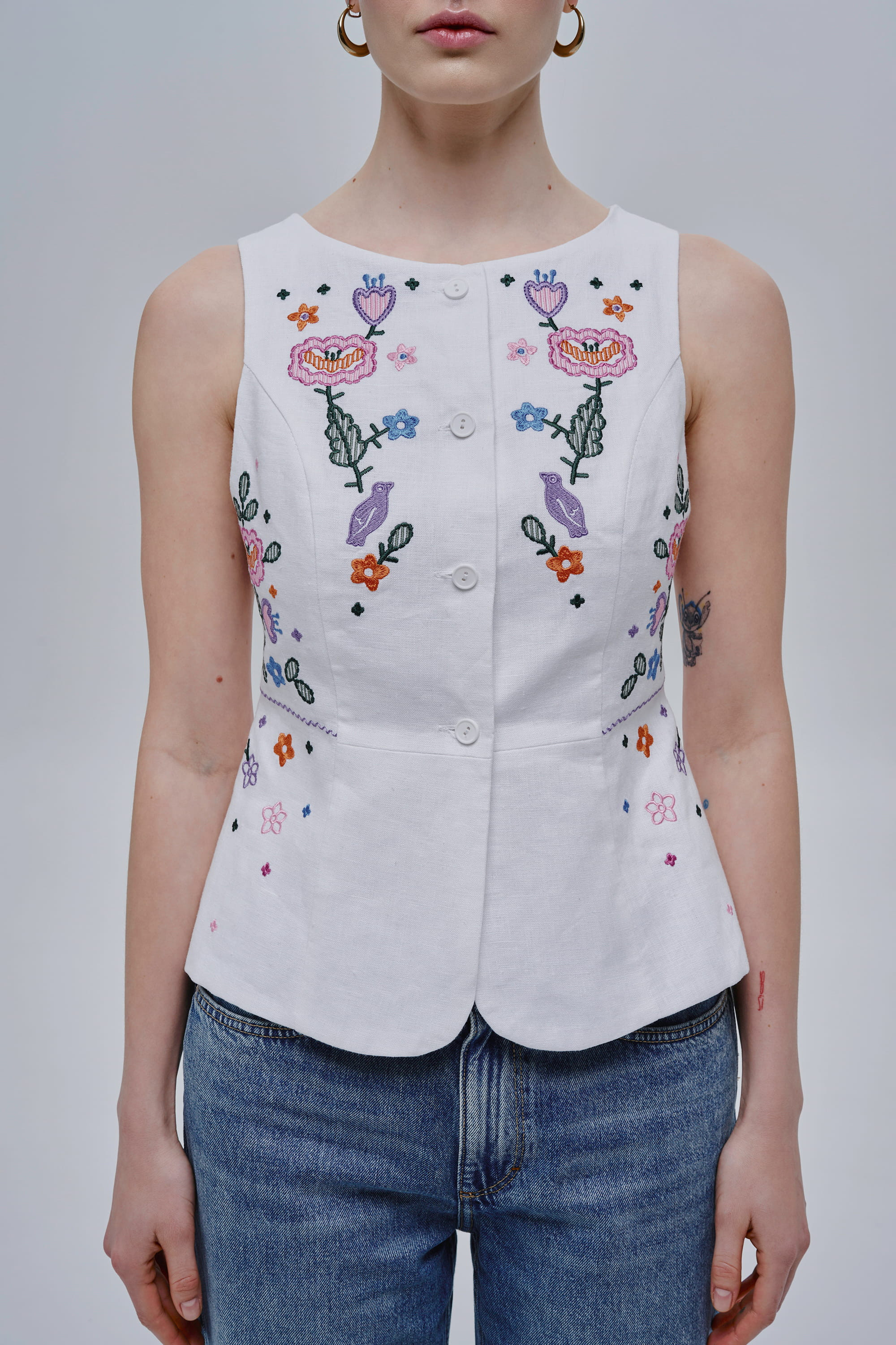 White women’s linen kersetka Spiv | XS | 40-42