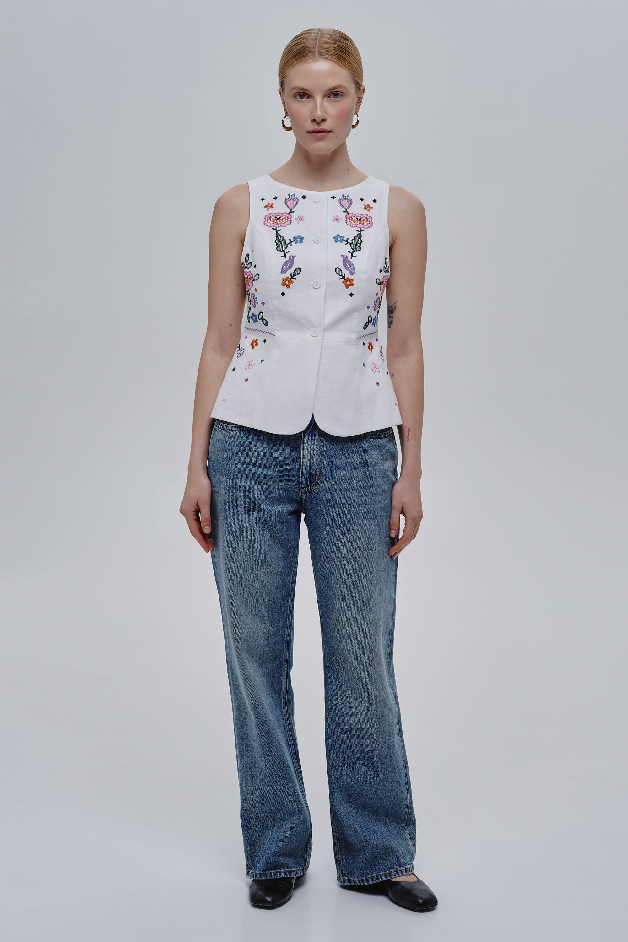White women’s linen kersetka Spiv | XS | 40-42