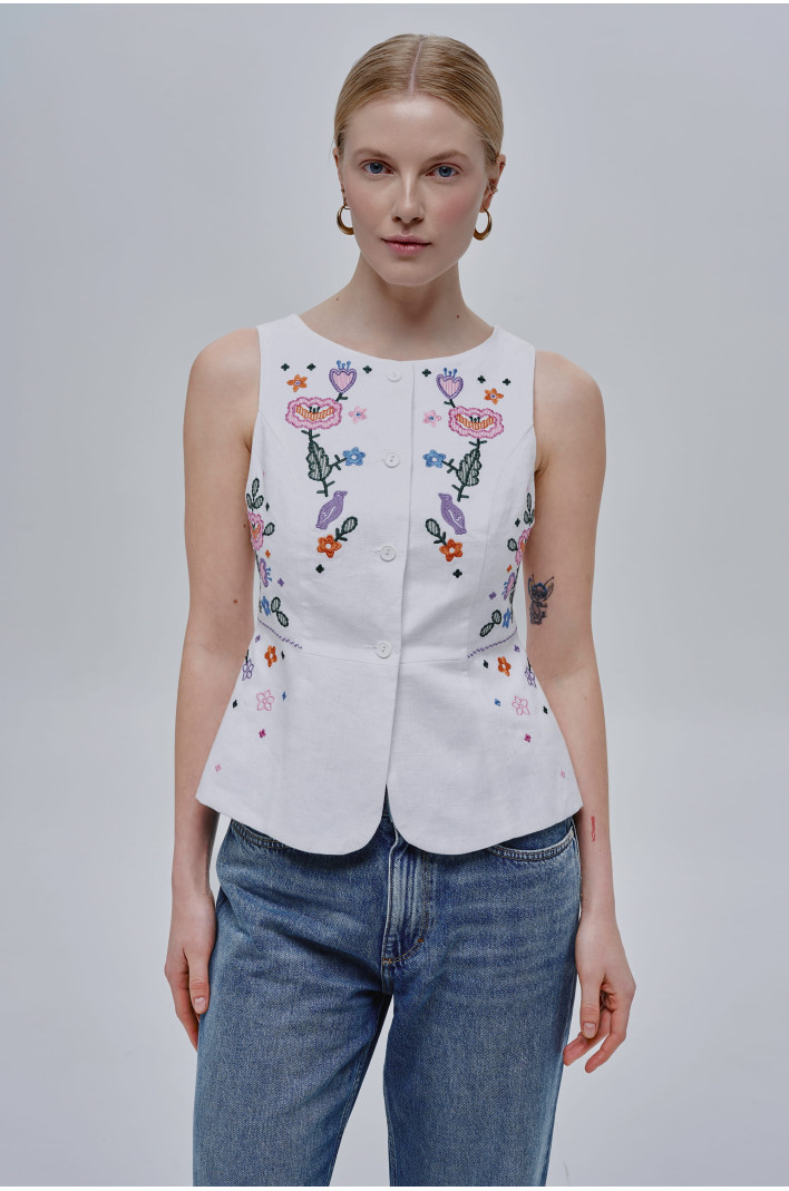 White women’s linen kersetka Spiv | XS | 40-42
