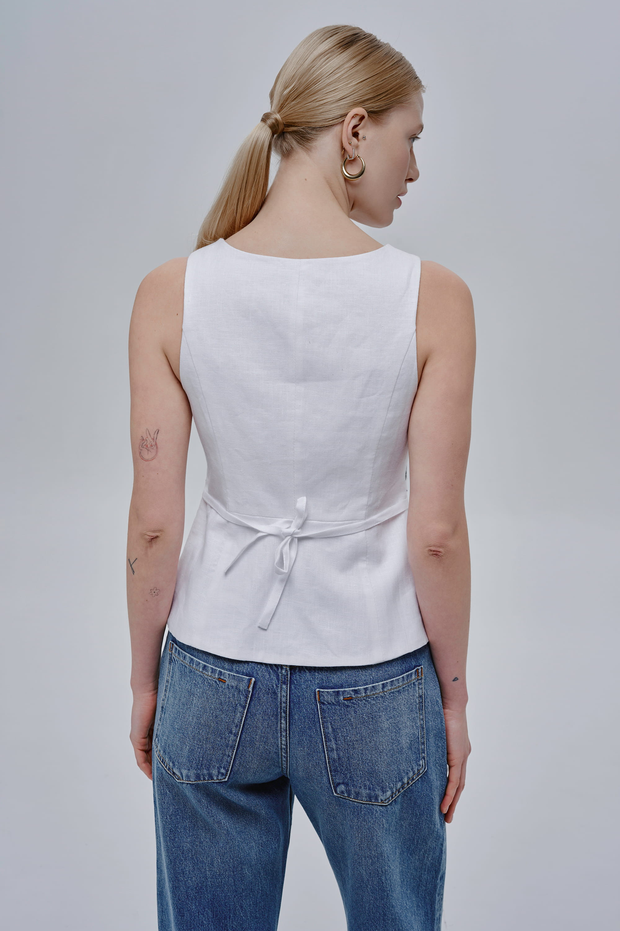 White women’s linen kersetka Spiv | XS | 40-42