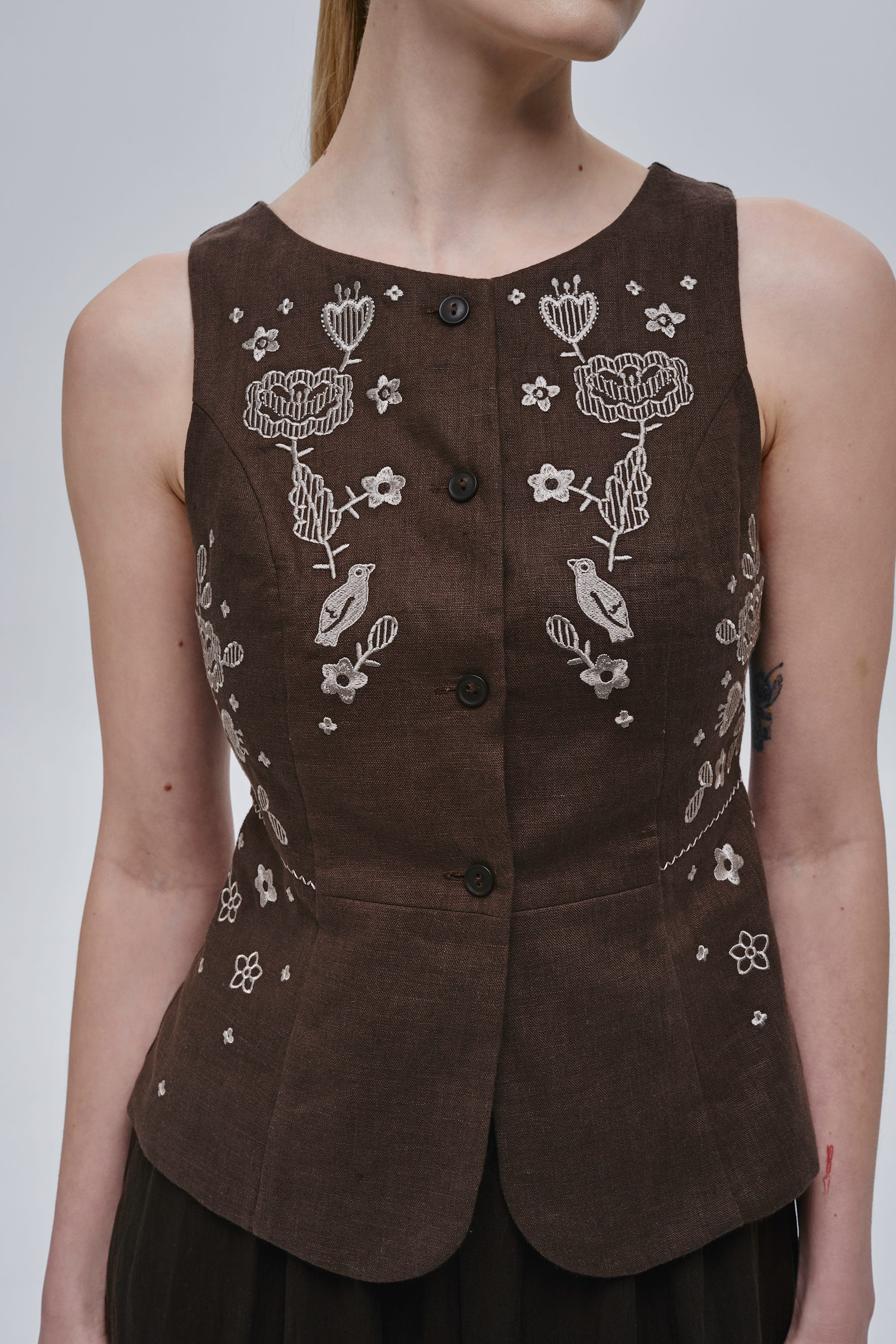 Brown women’s linen kersetka Spiv | XS | 40-42
