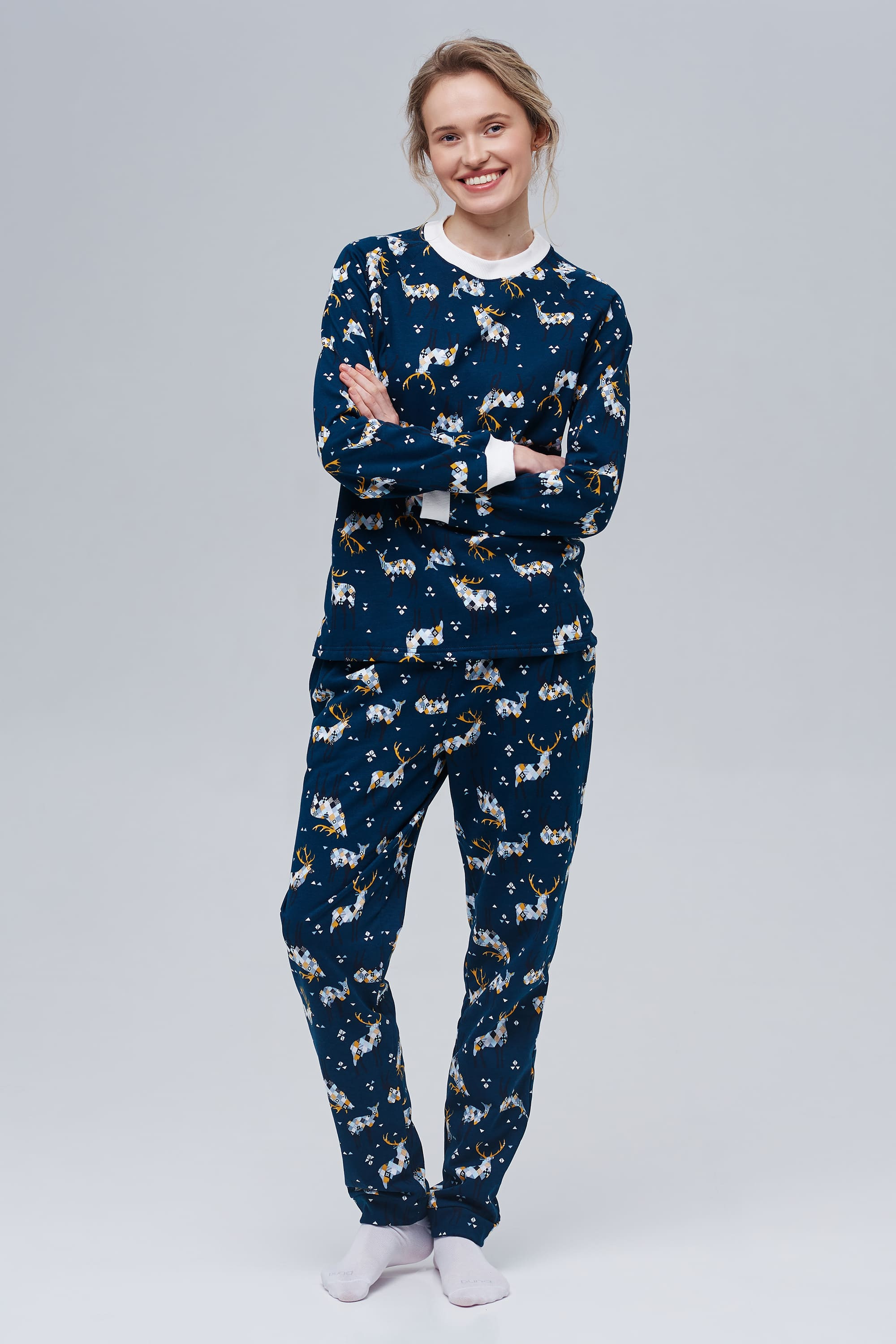 Women’s Christmas pajama set with reindeer | XS | 40-42