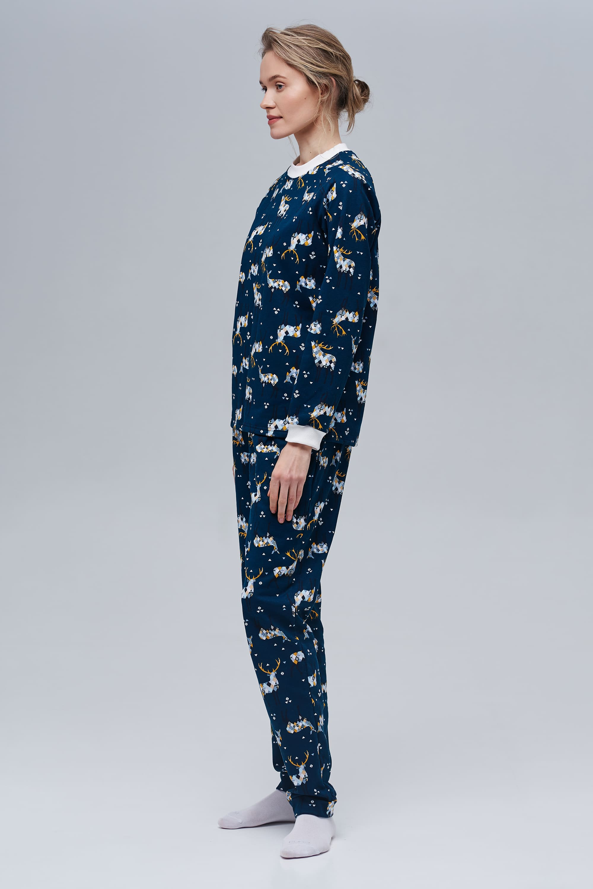 Women’s Christmas pajama set with reindeer | XS | 40-42