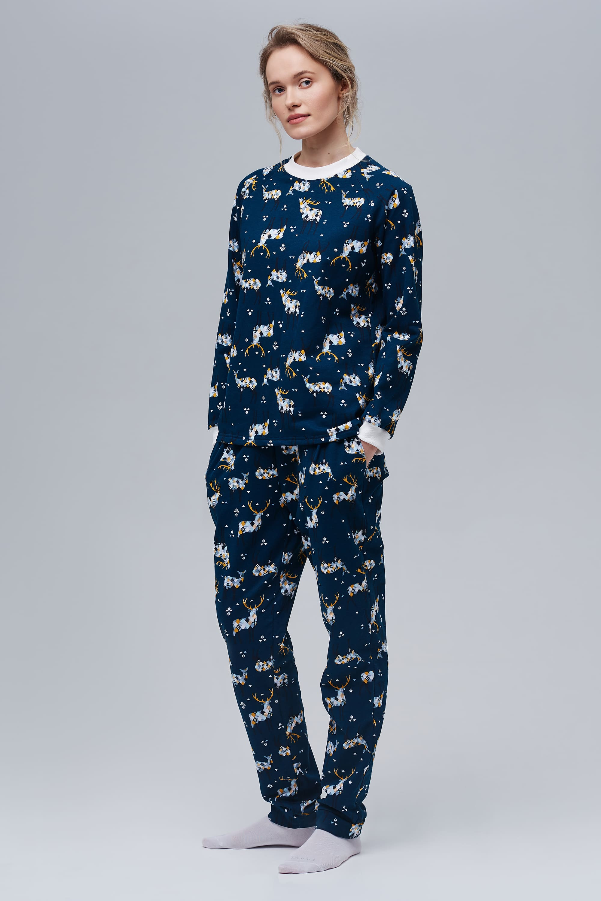 Women’s Christmas pajama set with reindeer | XS | 40-42
