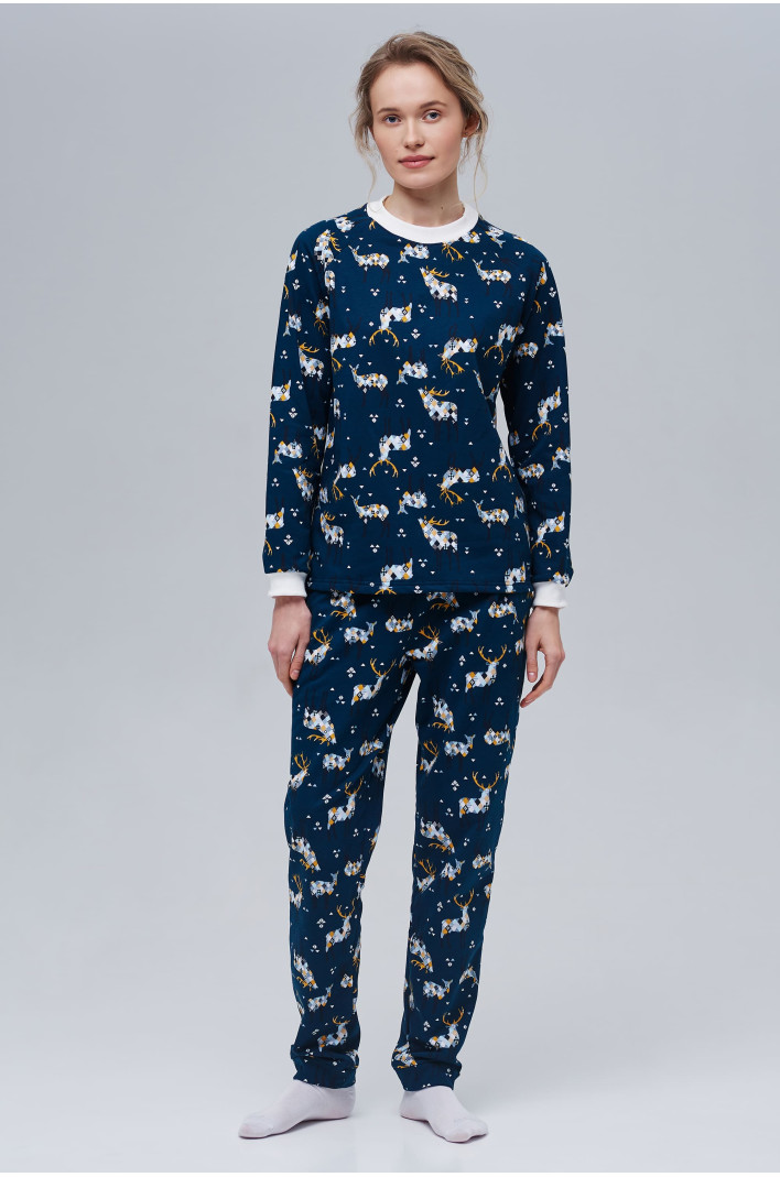 Women’s Christmas pajama set with reindeer | XS | 40-42