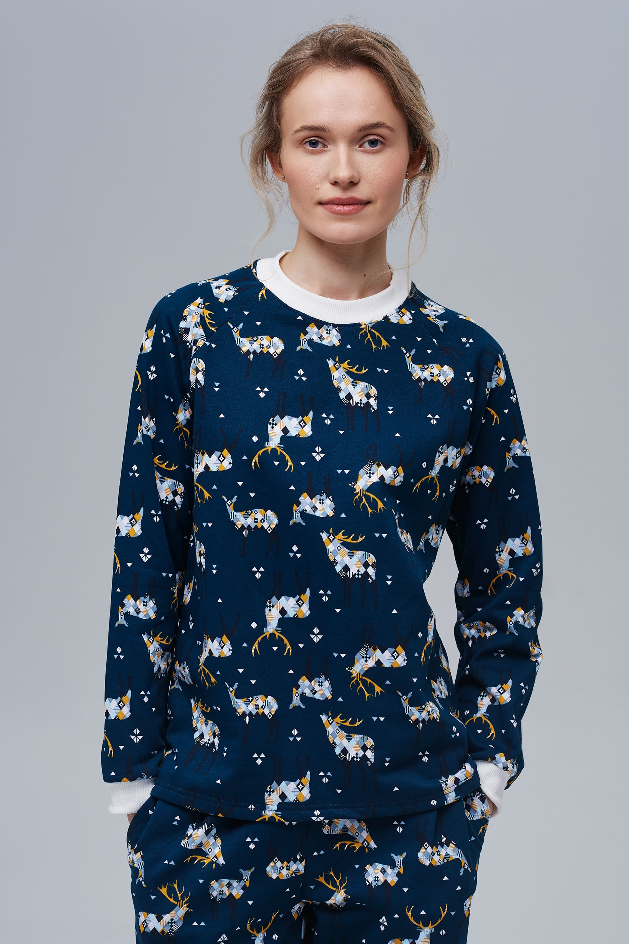 Women’s Christmas pajama set with reindeer