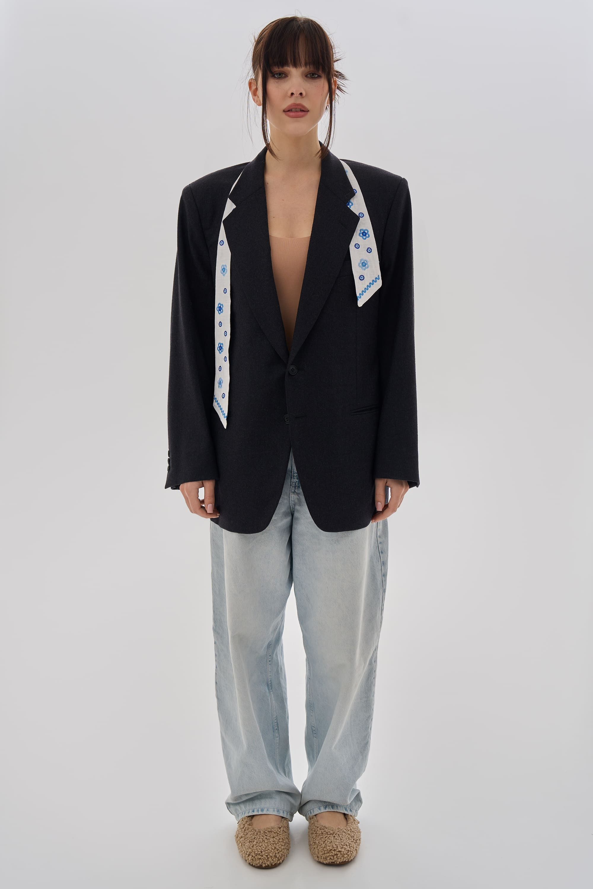 White Embroidered Belt Parost | One Size