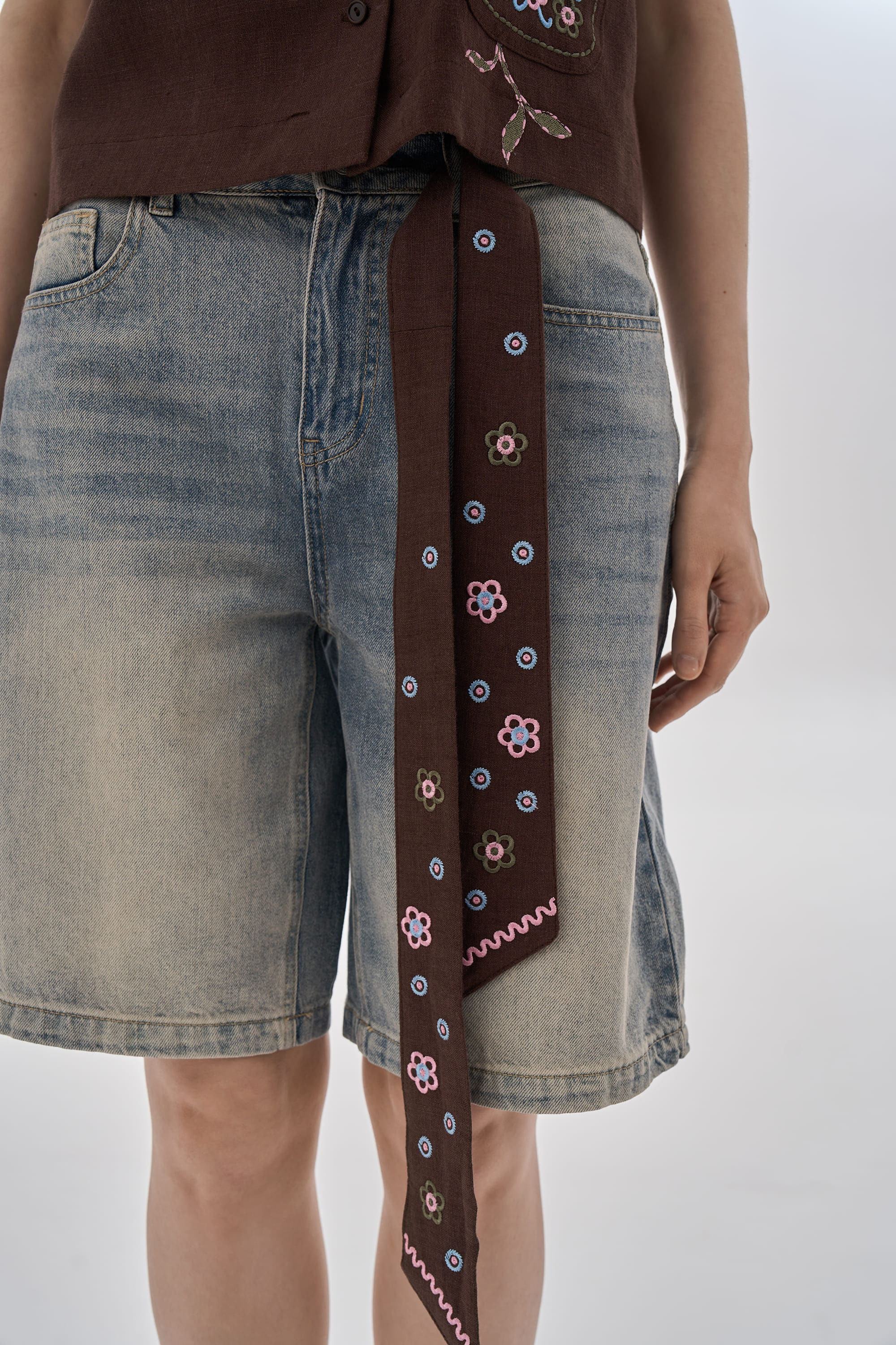 Brown Embroidered Belt Parost Brown Embroidered Belt Parost