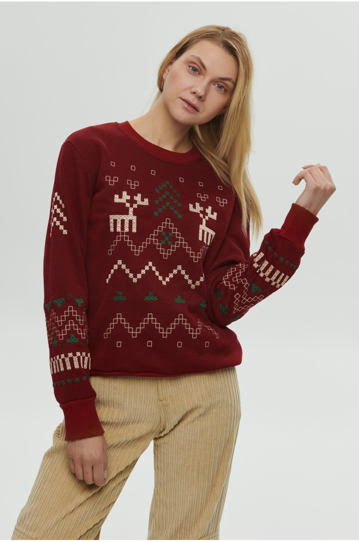 Women's burgundy sweatshirt December | XXS