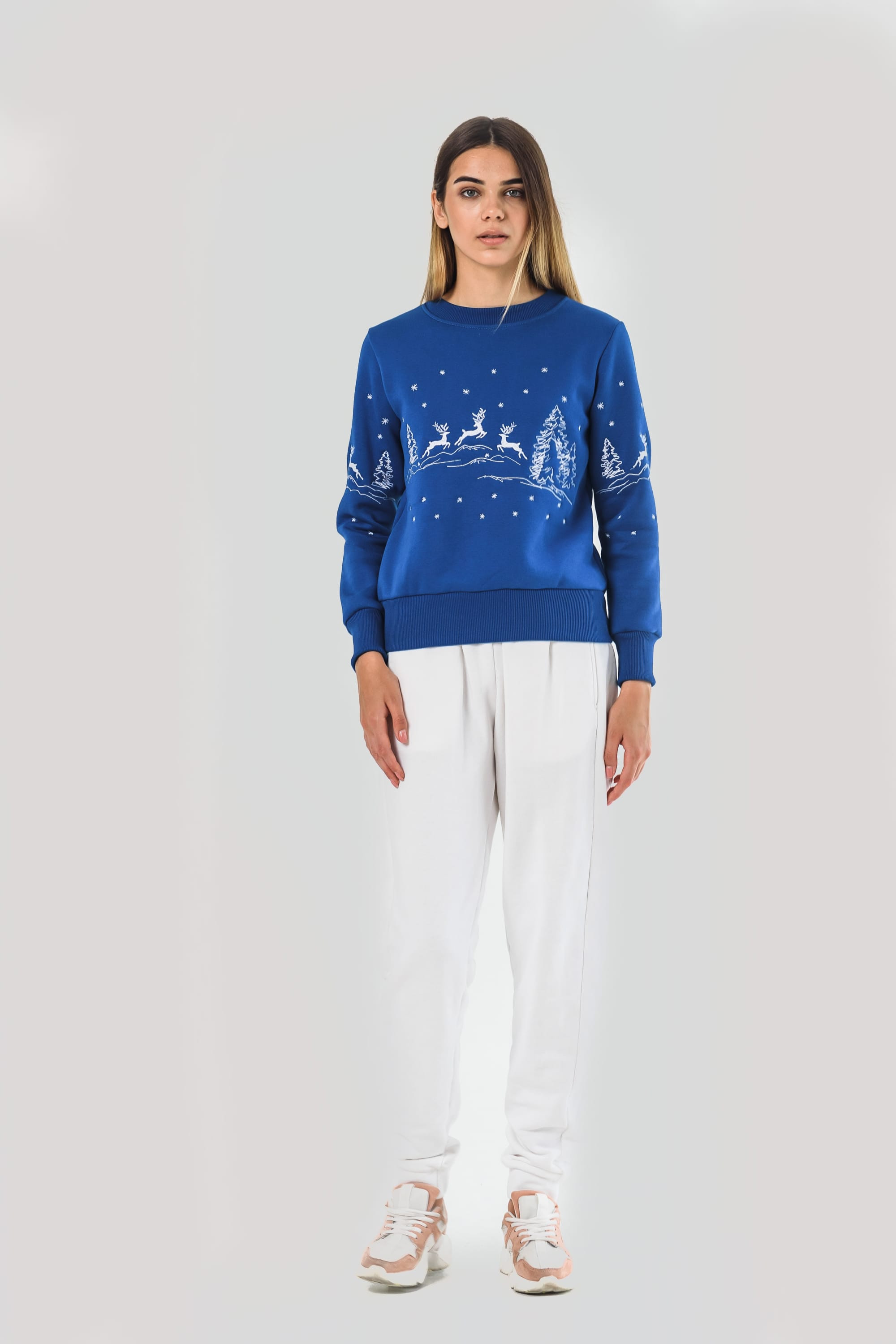 Women's New Year's sweatshirt with deer | XS | 40-42 Women's New Year's sweatshirt with deer | XS | 40-42
