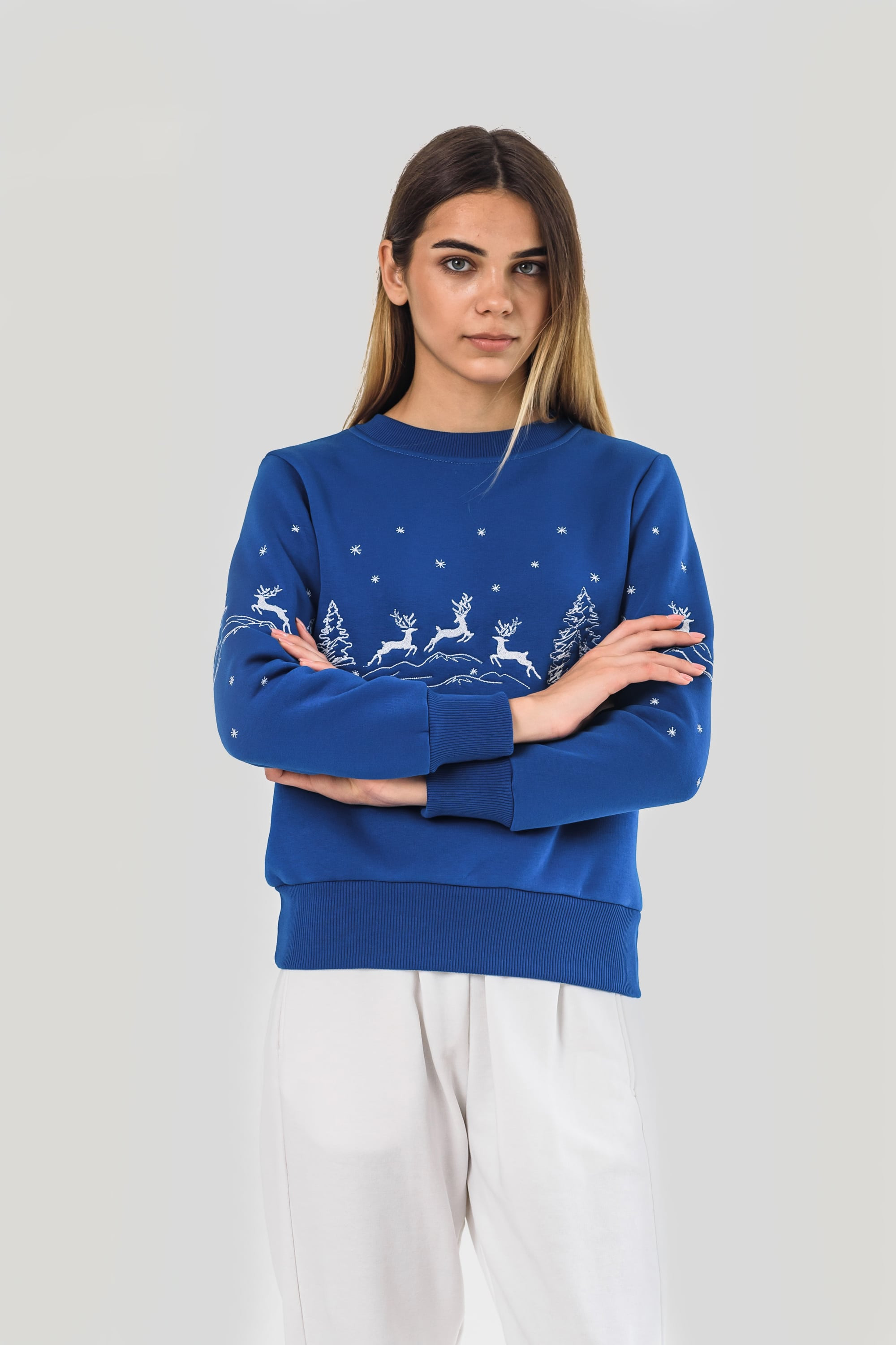 Women's New Year's sweatshirt with deer | XS | 40-42 Women's New Year's sweatshirt with deer | XS | 40-42