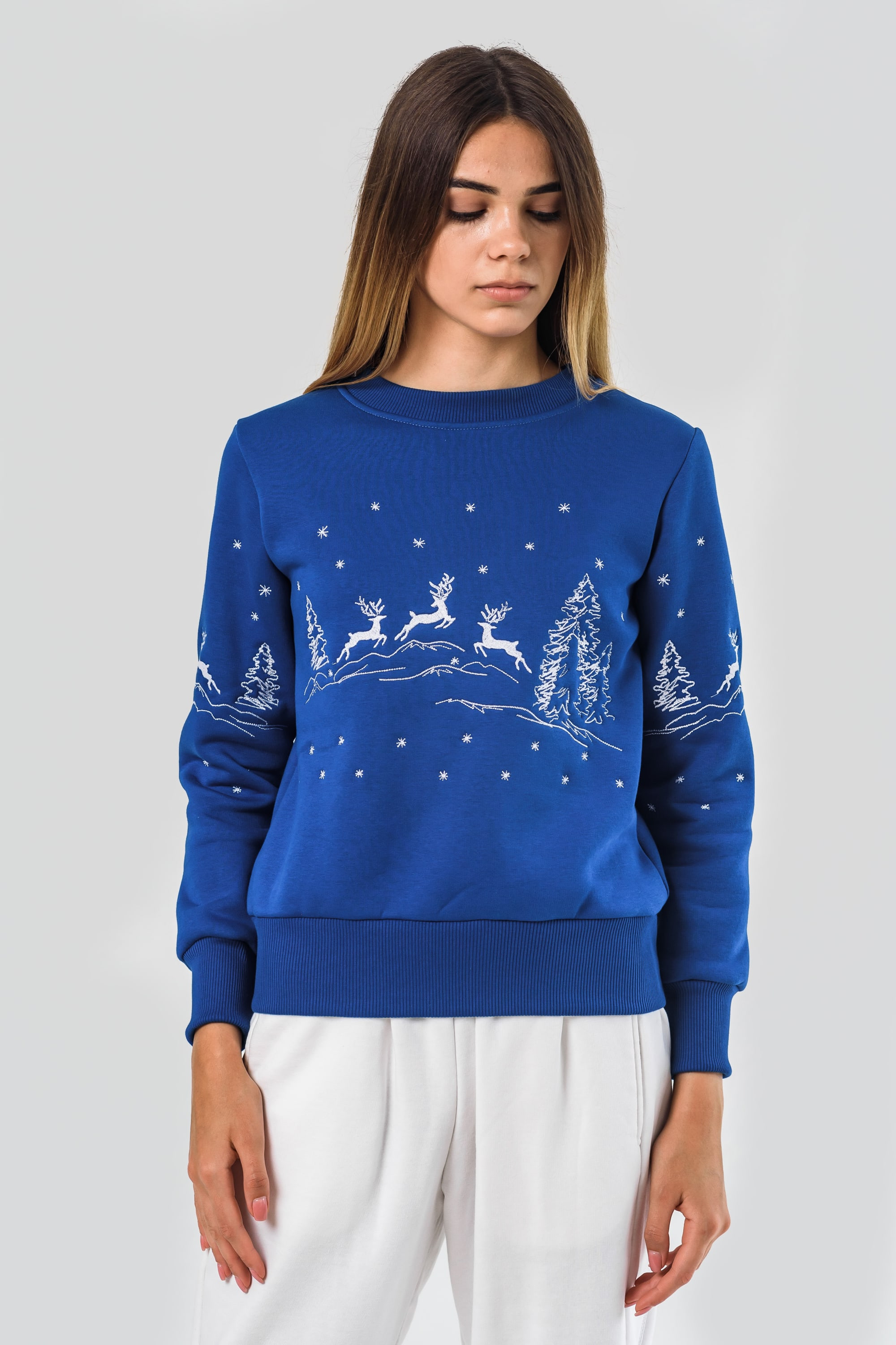Women's New Year's sweatshirt with deer | XS | 40-42 Women's New Year's sweatshirt with deer | XS | 40-42
