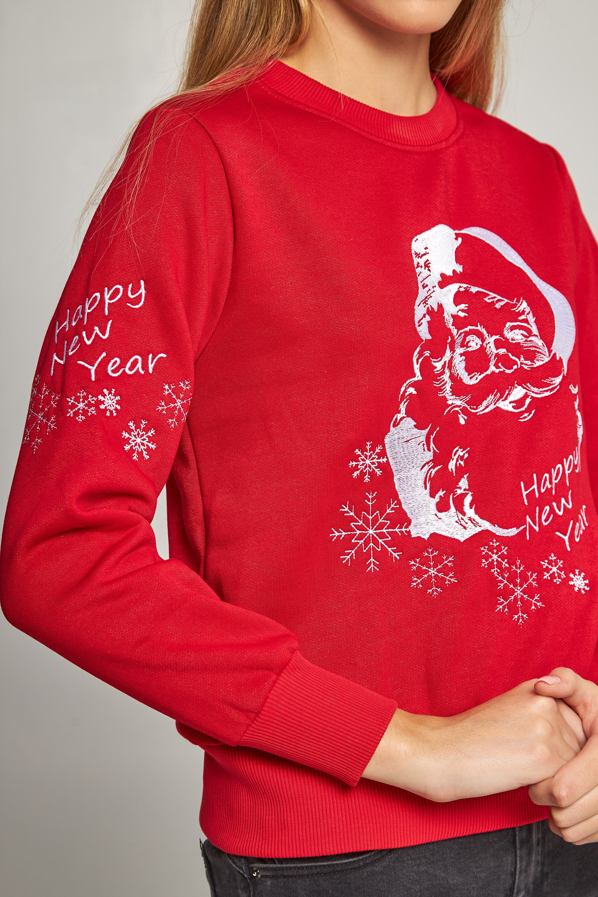Women's New Year's embroidered sweatshirt Santa Claus Red | XS | 40-42