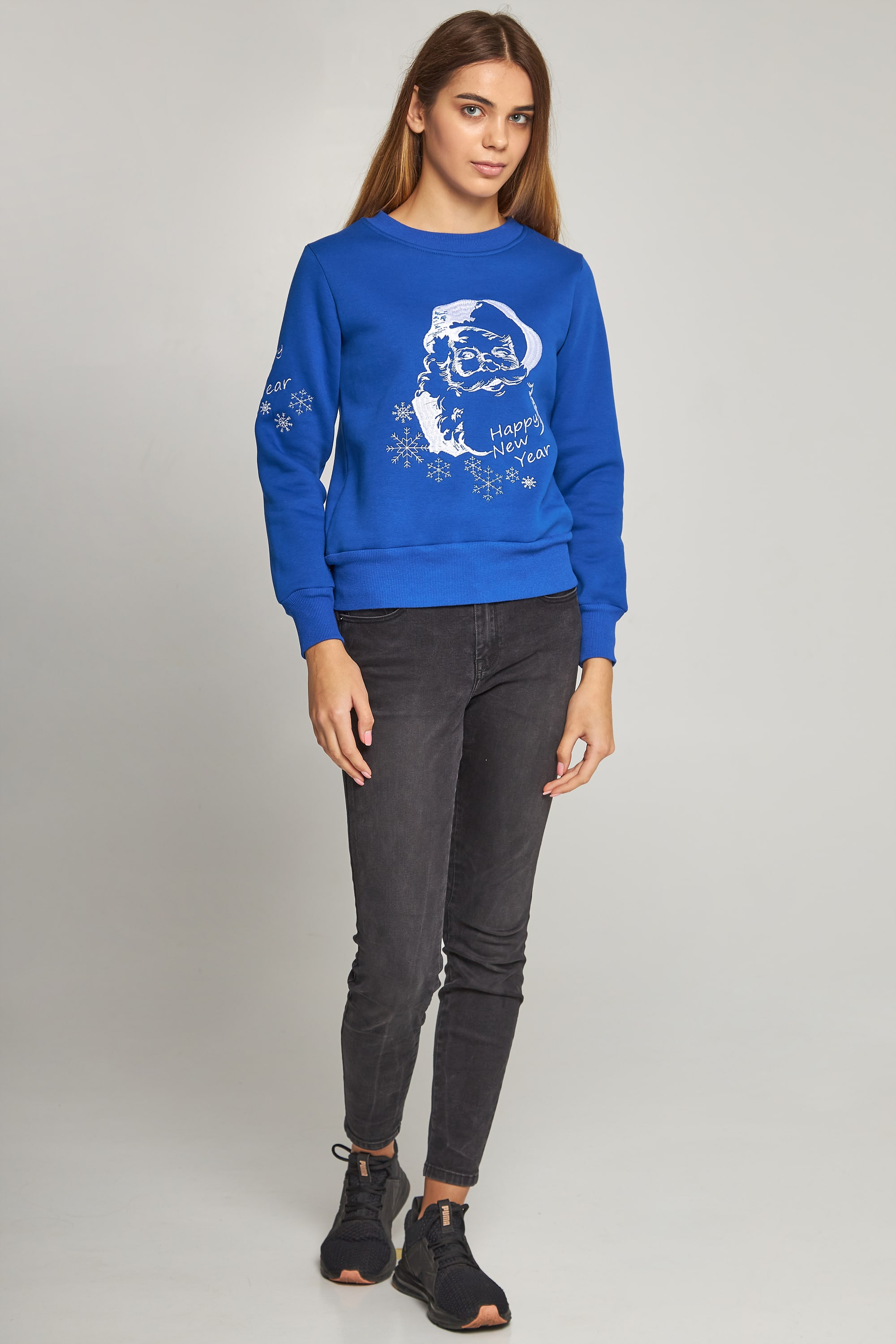 New Year's female embroidered sweatshirt Santa Claus | XS | 40-42