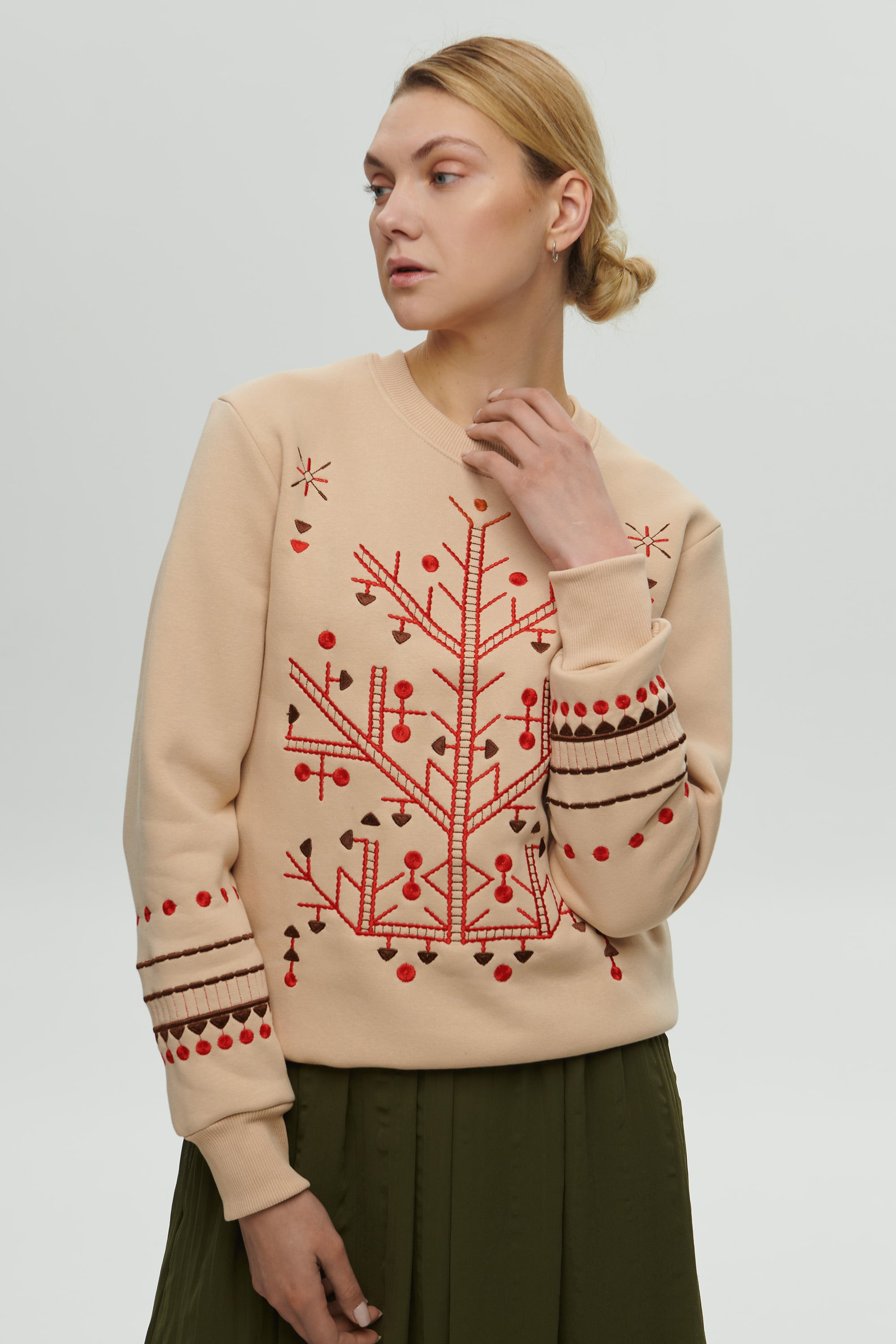 Women's Beige Christmas Sweatshirt | XS