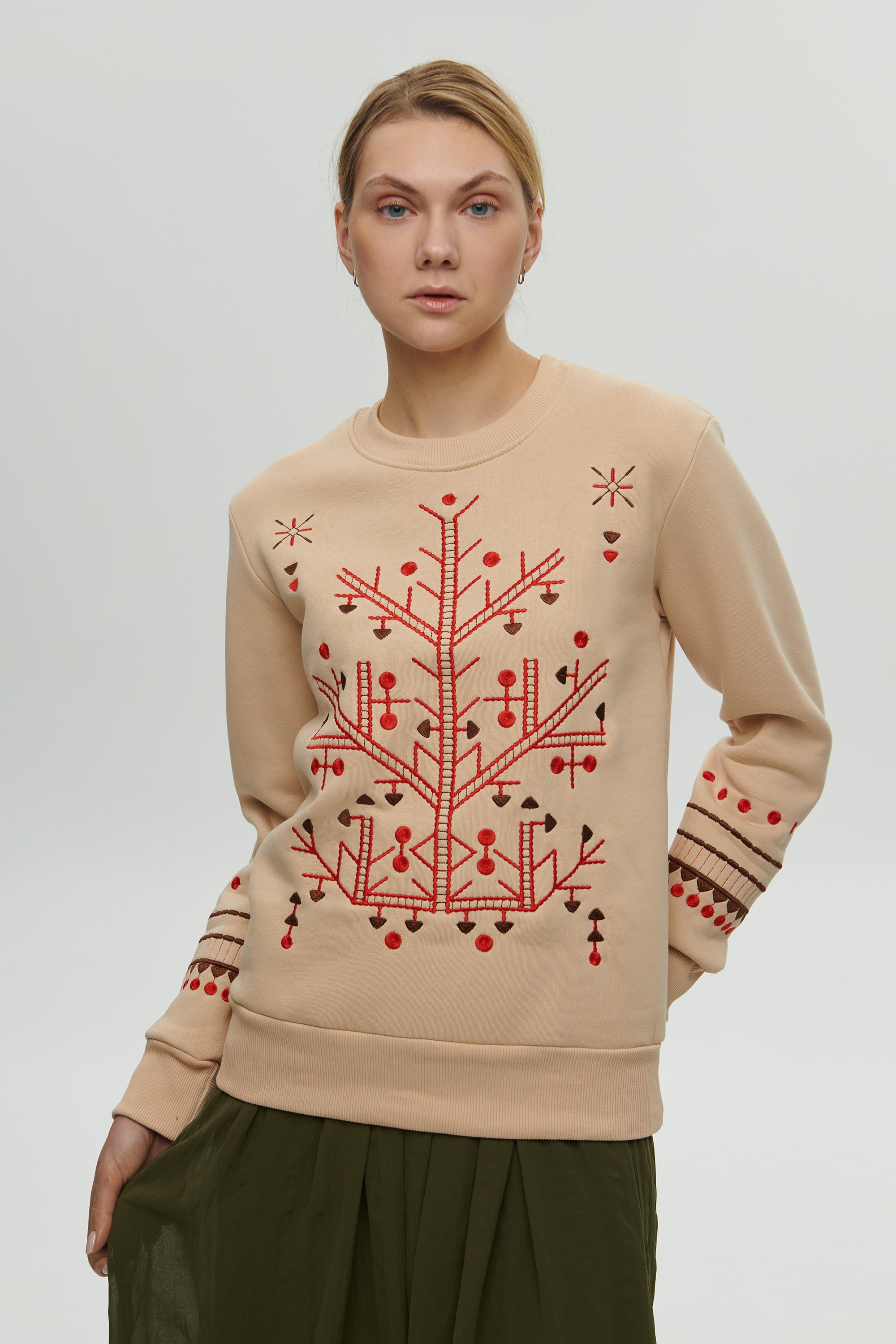 Women's Beige Christmas Sweatshirt | XS