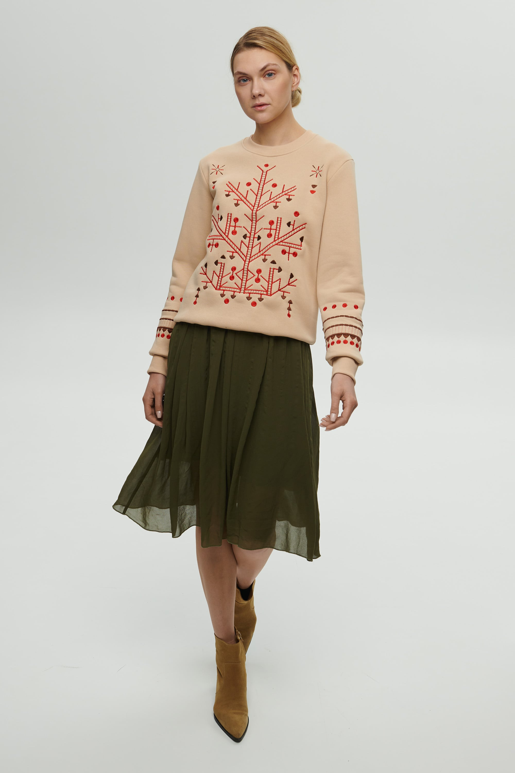 Women's Beige Christmas Sweatshirt