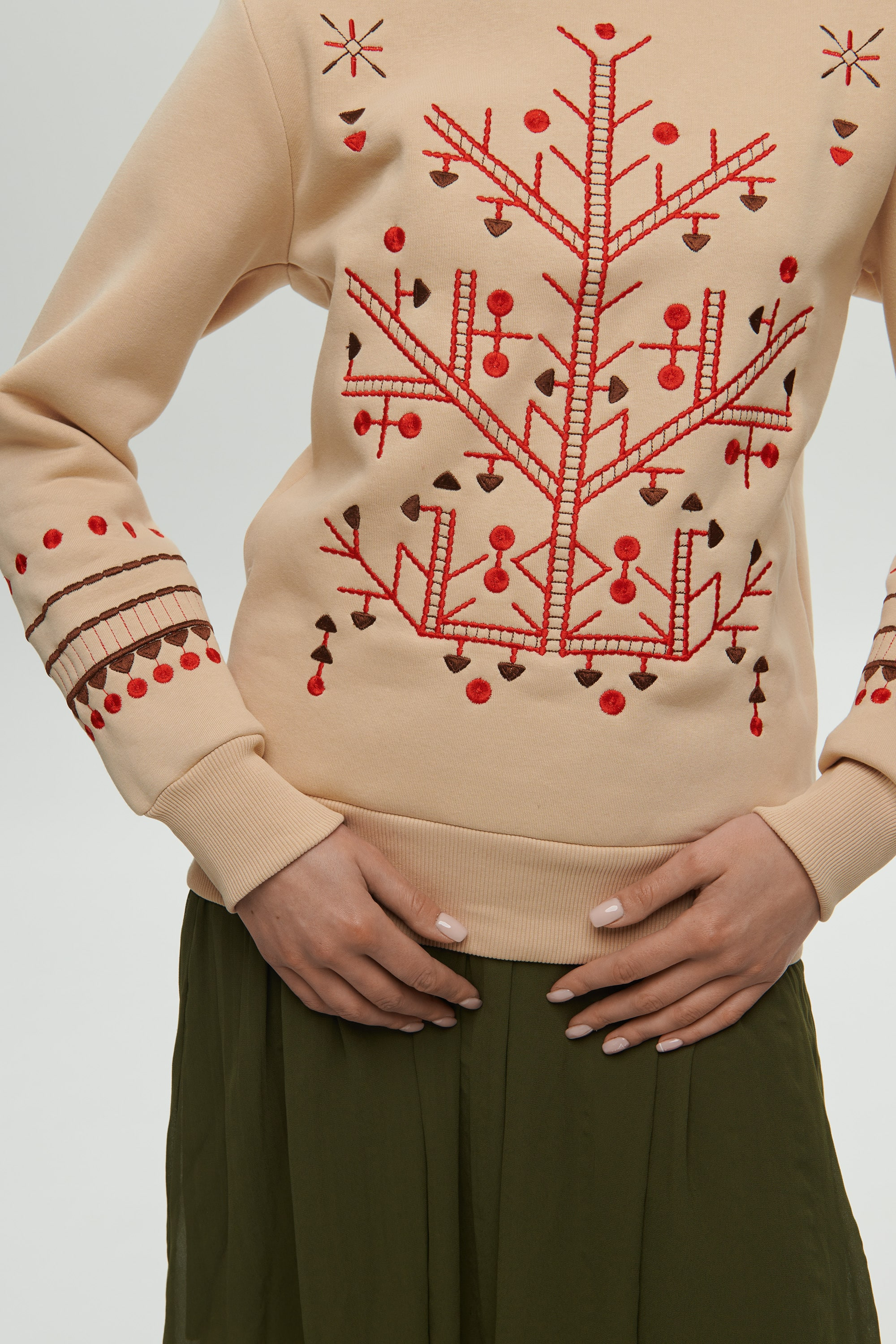 Women's Beige Christmas Sweatshirt | XS