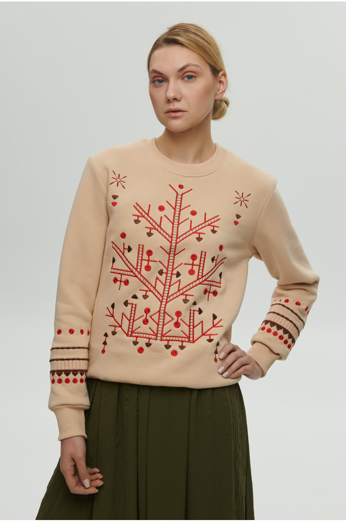 Women's Beige Christmas Sweatshirt | XS