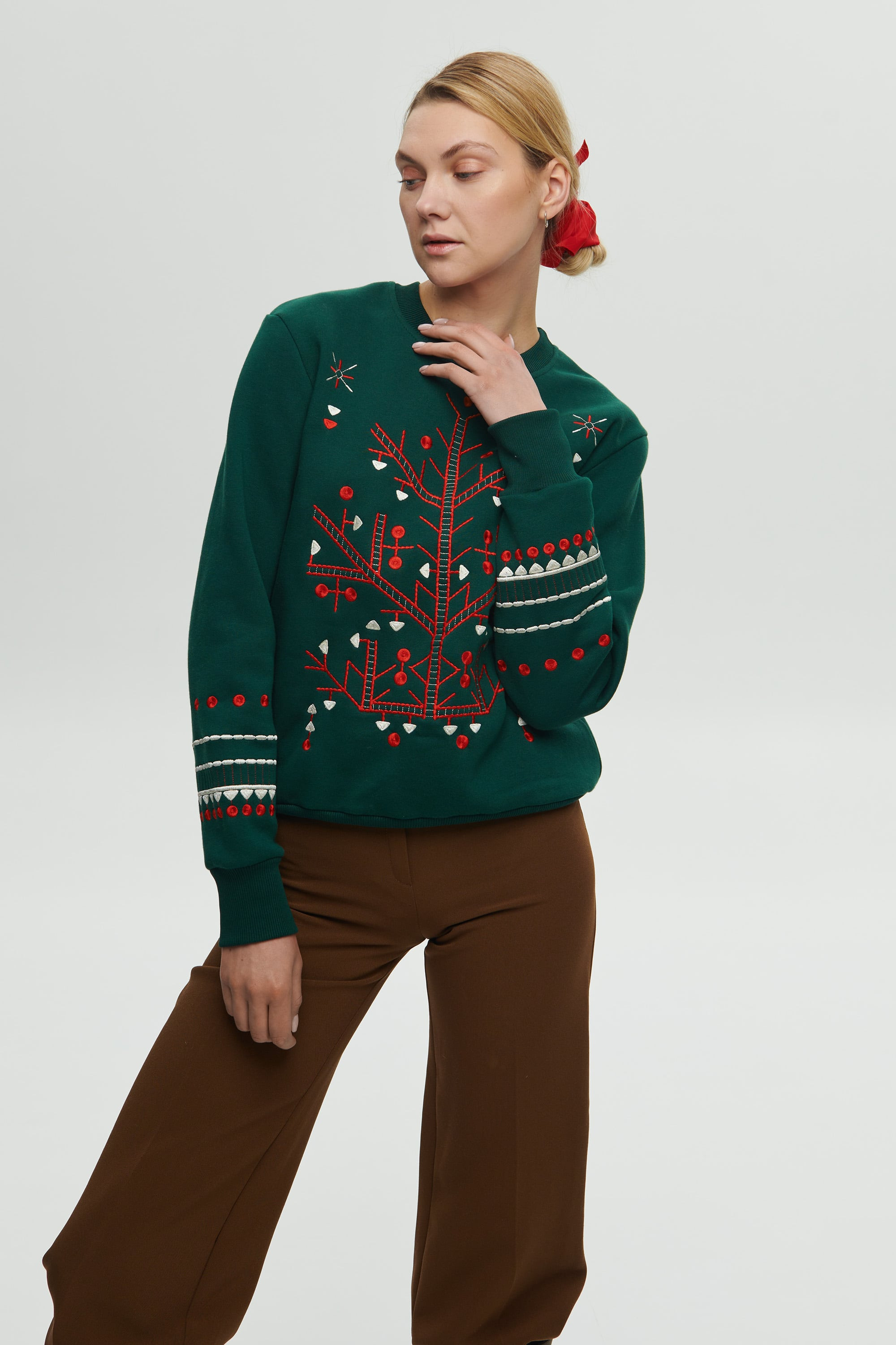 Women's green Christmas sweatshirt | XS